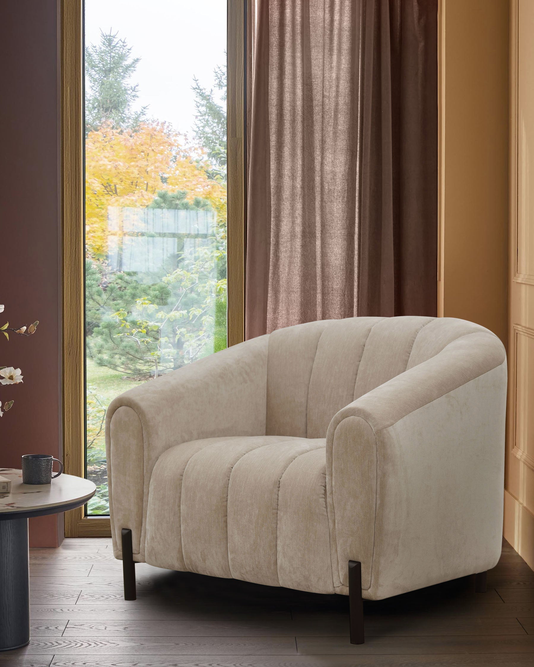Fauteuil Kendra en tissu naturel