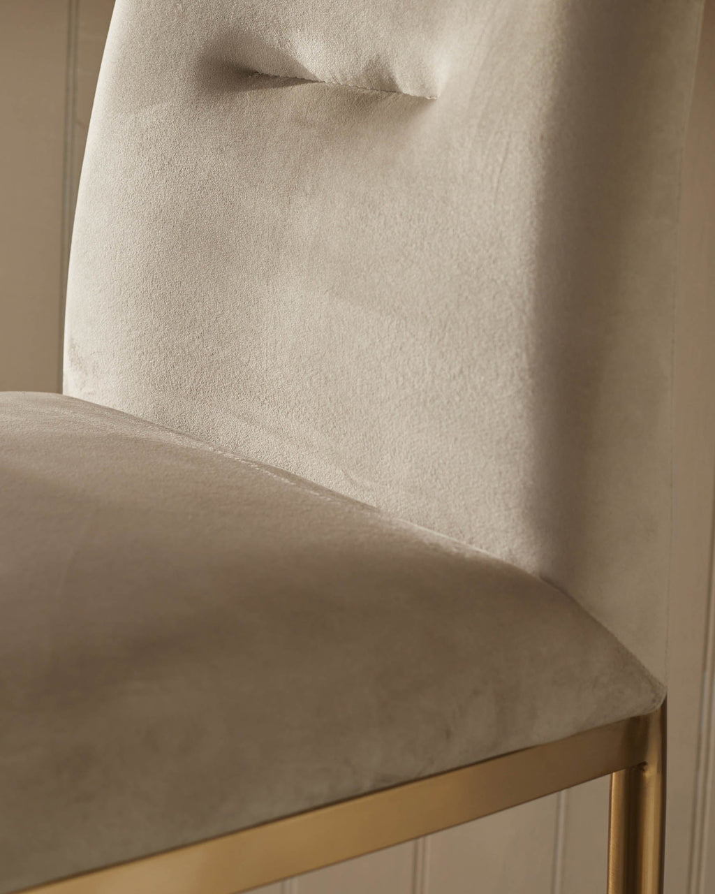 Tabouret de bar statique Keira Champagne Velvet et laiton