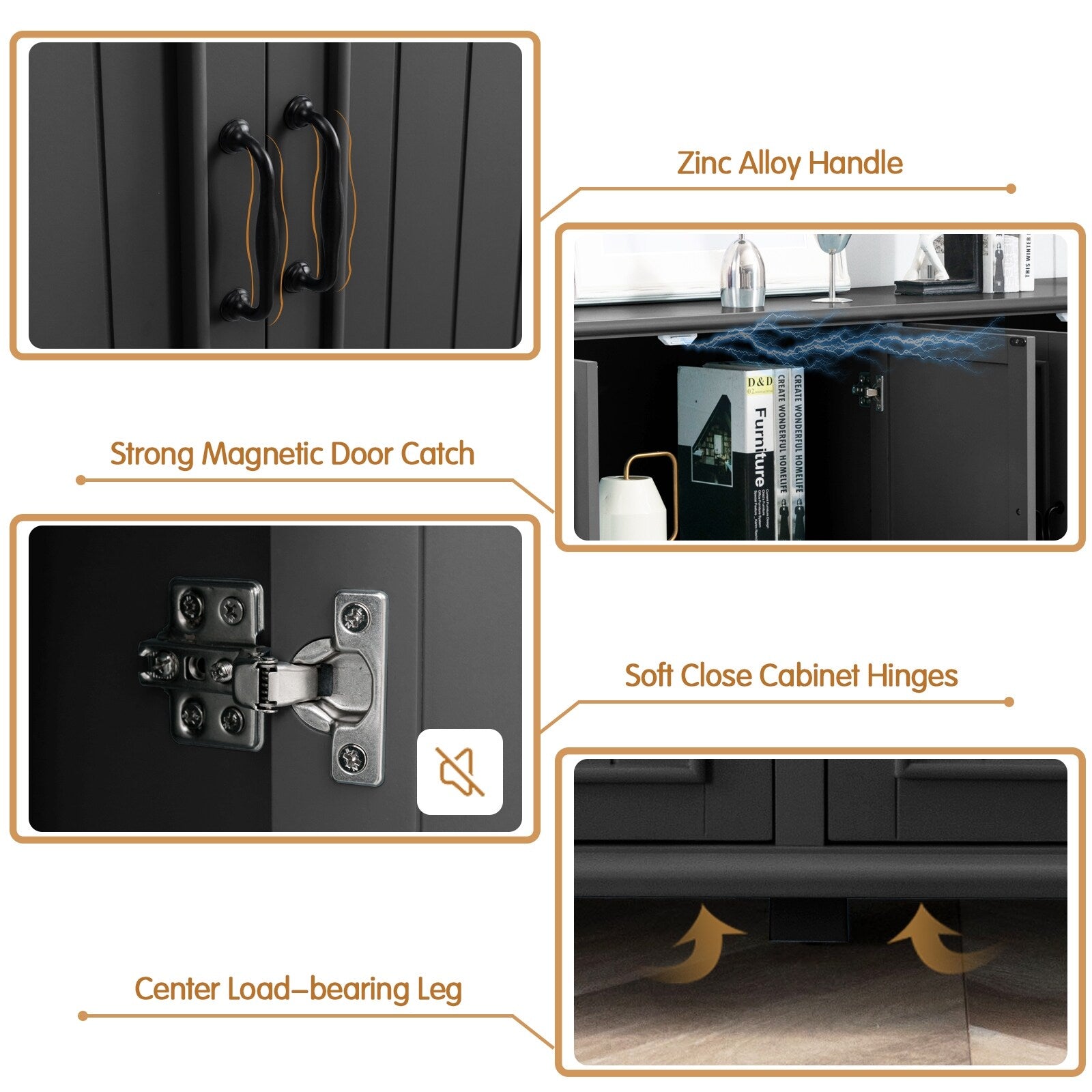 Buffet de cuisine, meuble de bar à café, meuble de rangement d'appoint