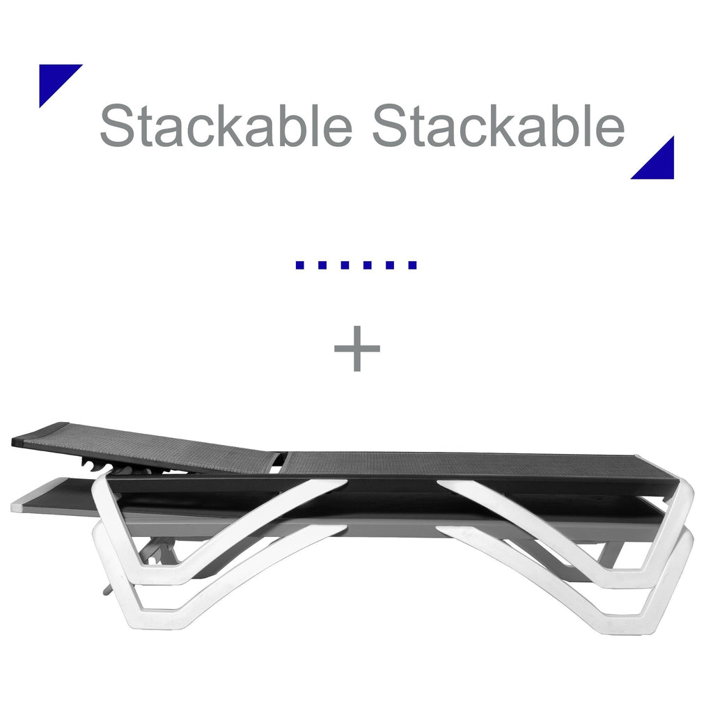 Chaise longue inclinable et réglable Kozyard Alan, pieds entièrement plats en aluminium et résine polypropylène