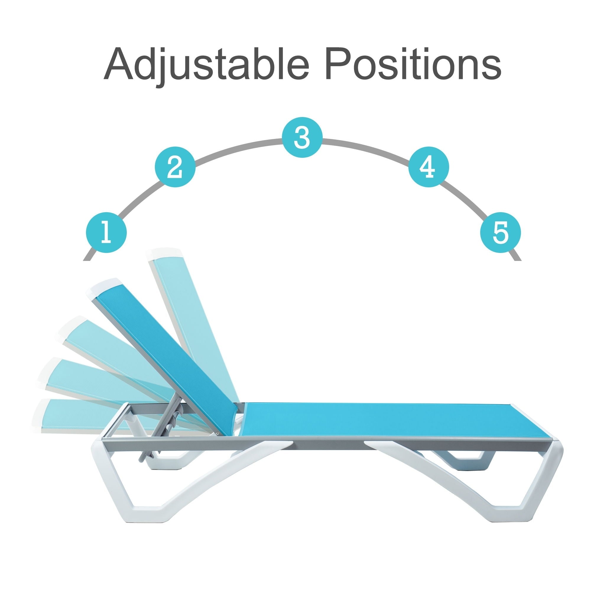 Chaise longue inclinable et réglable Kozyard Alan, pieds entièrement plats en aluminium et résine polypropylène