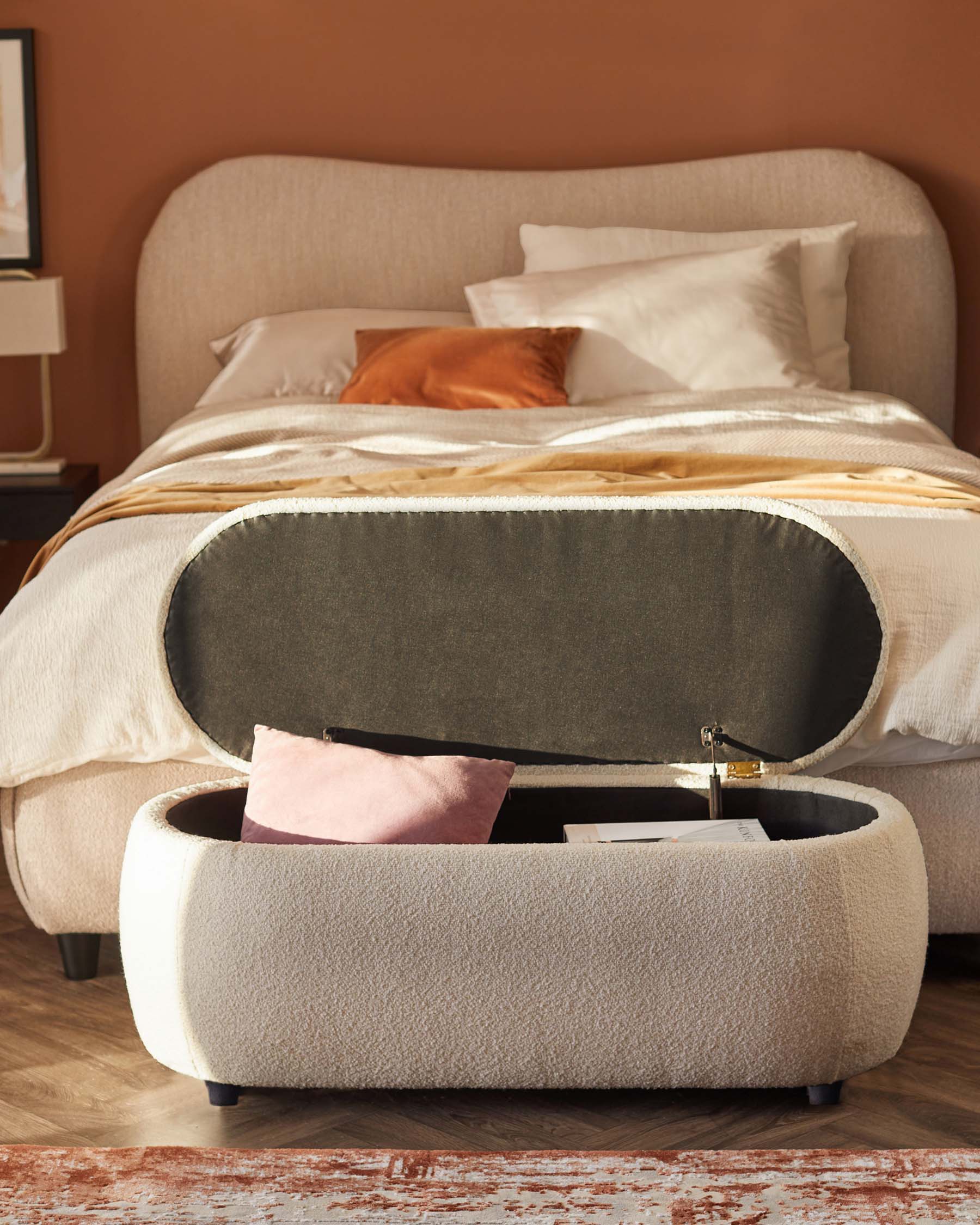 Banc coffre pouf Lani en boucle naturelle