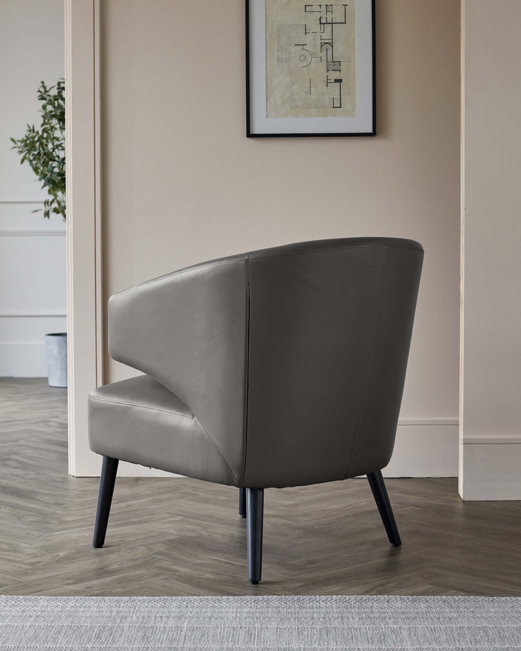Fauteuil d'appoint Landon en cuir gris foncé