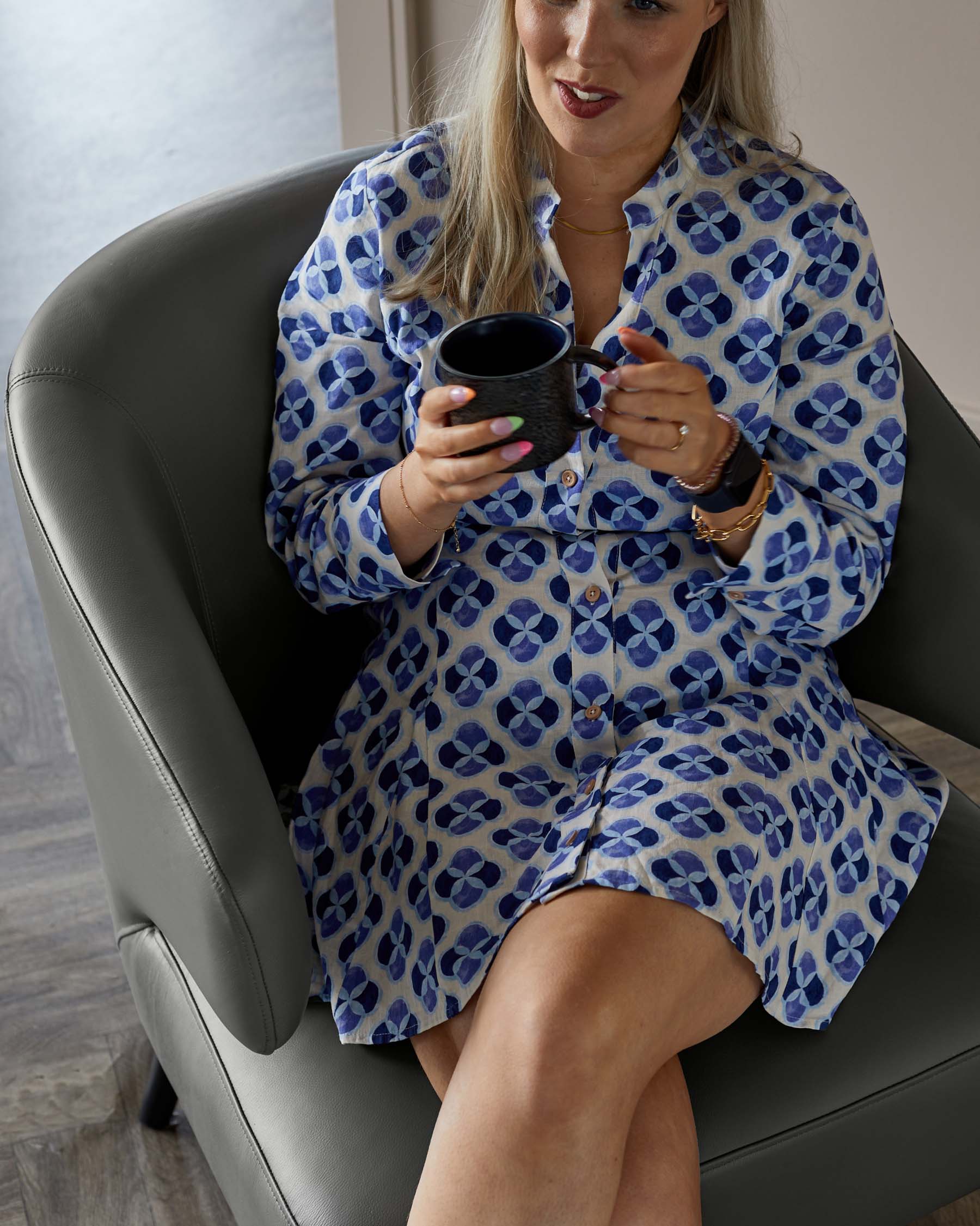 Fauteuil d'appoint Landon en cuir gris foncé