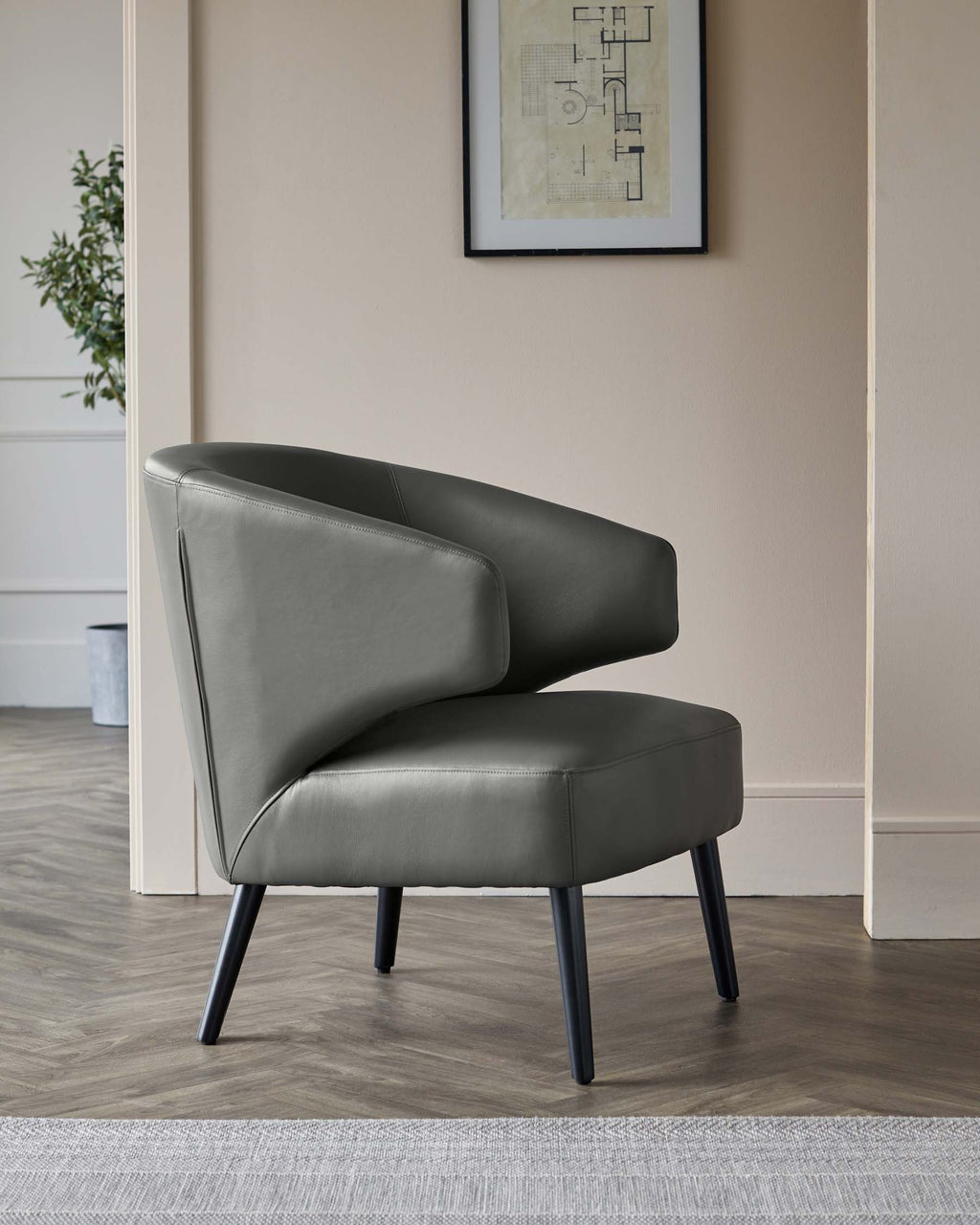Fauteuil d'appoint Landon en cuir gris foncé