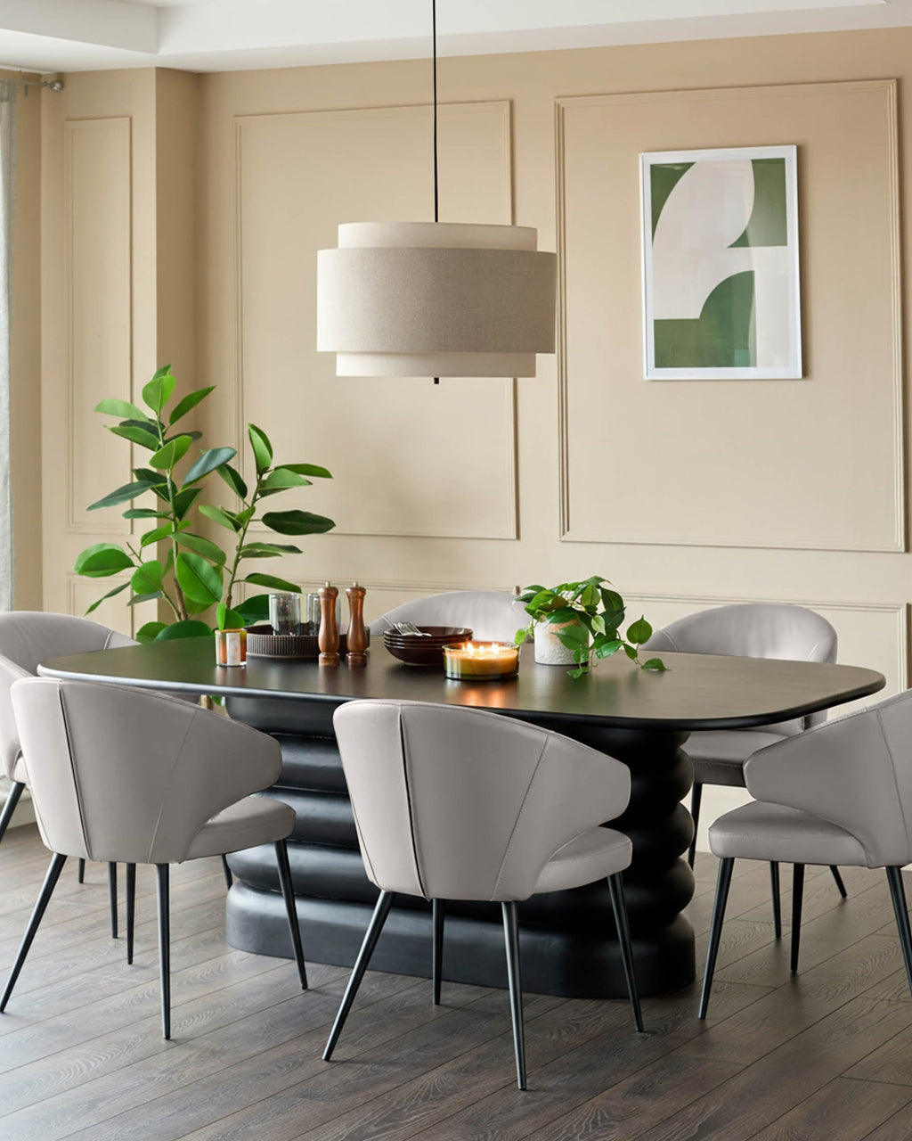 Chaise de salle à manger Landon en cuir gris clair