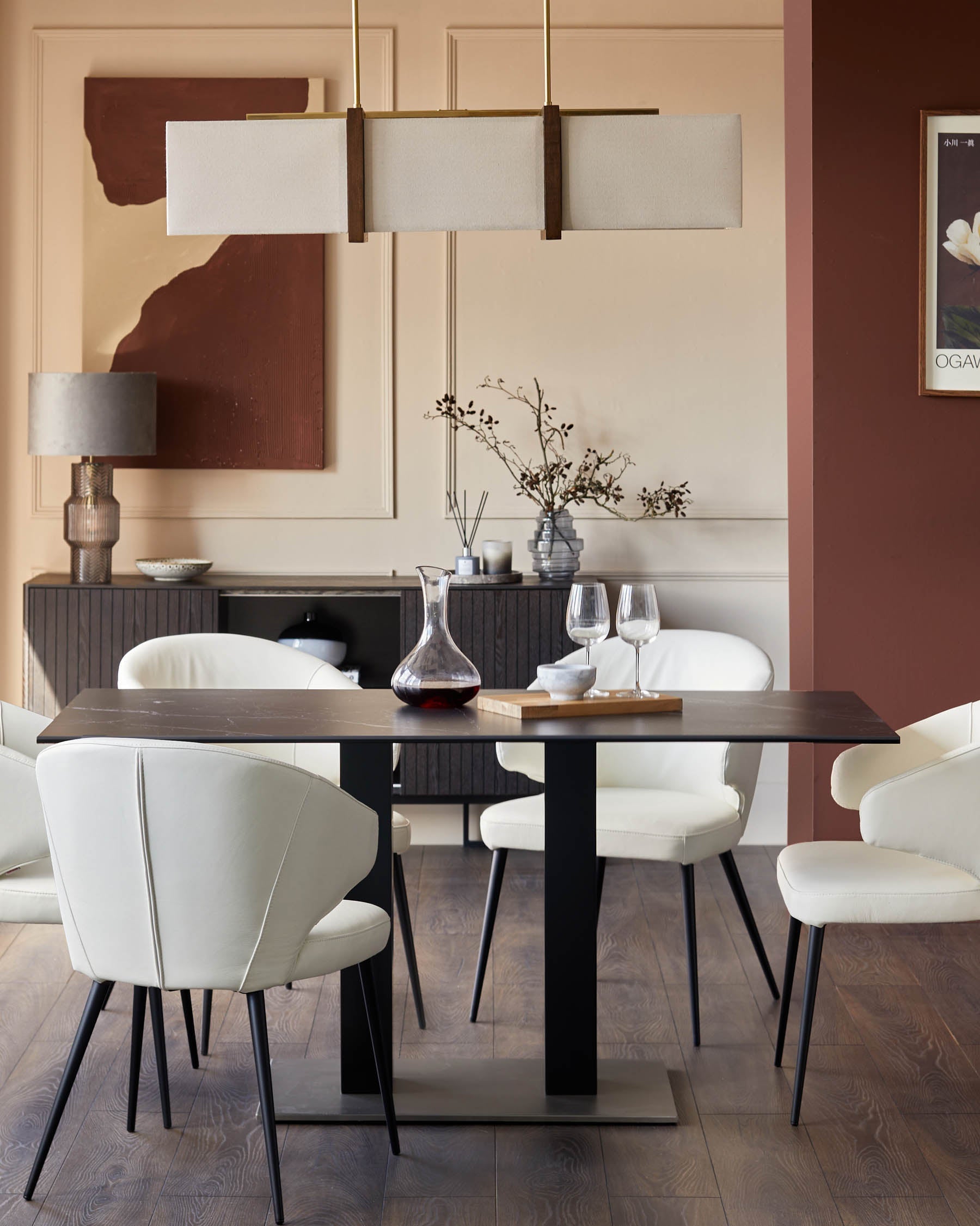 Chaise de salle à manger en cuir blanc Landon