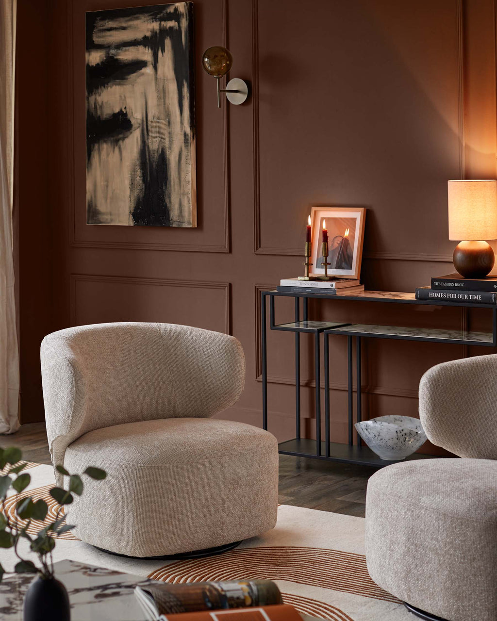 Fauteuil pivotant Landon en tissu naturel