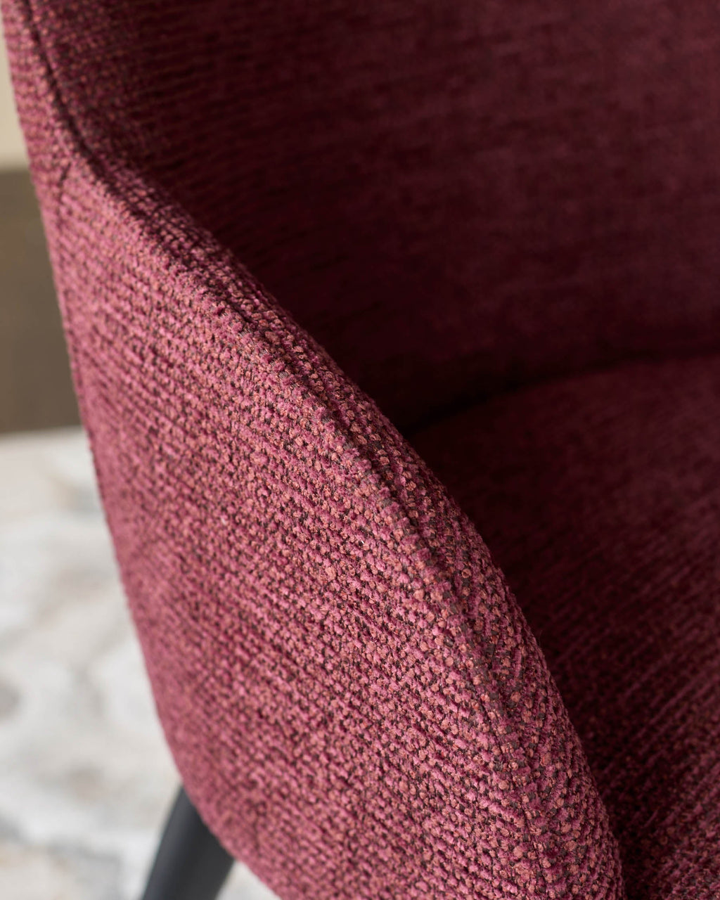 Chaise de salle à manger Lani en tissu épais rouge baie