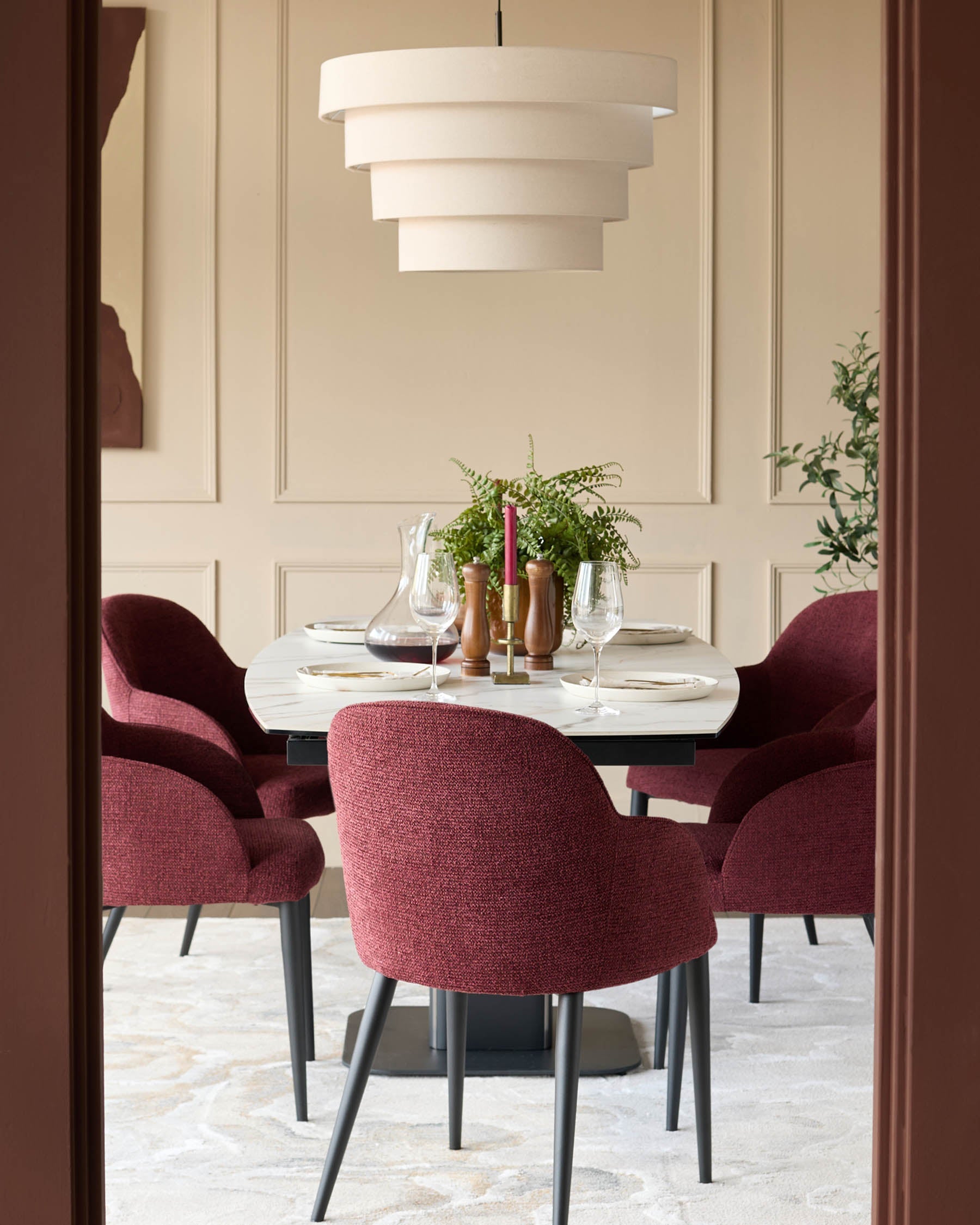 Chaise de salle à manger Lani en tissu épais rouge baie