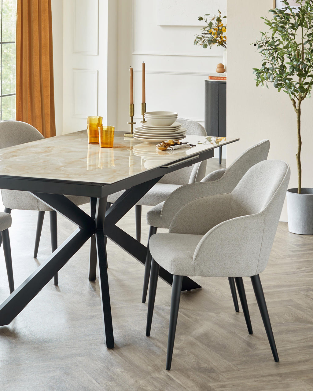 Chaise de salle à manger Lani gris clair bouclé