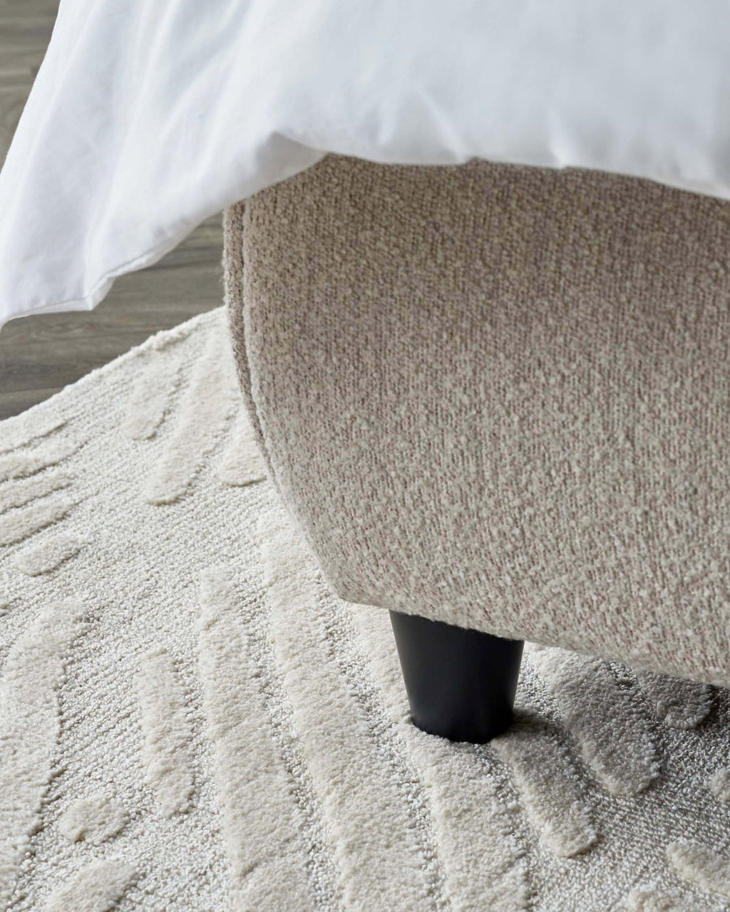 Lit coffre ottoman Lani Soft Boucle Naturel King