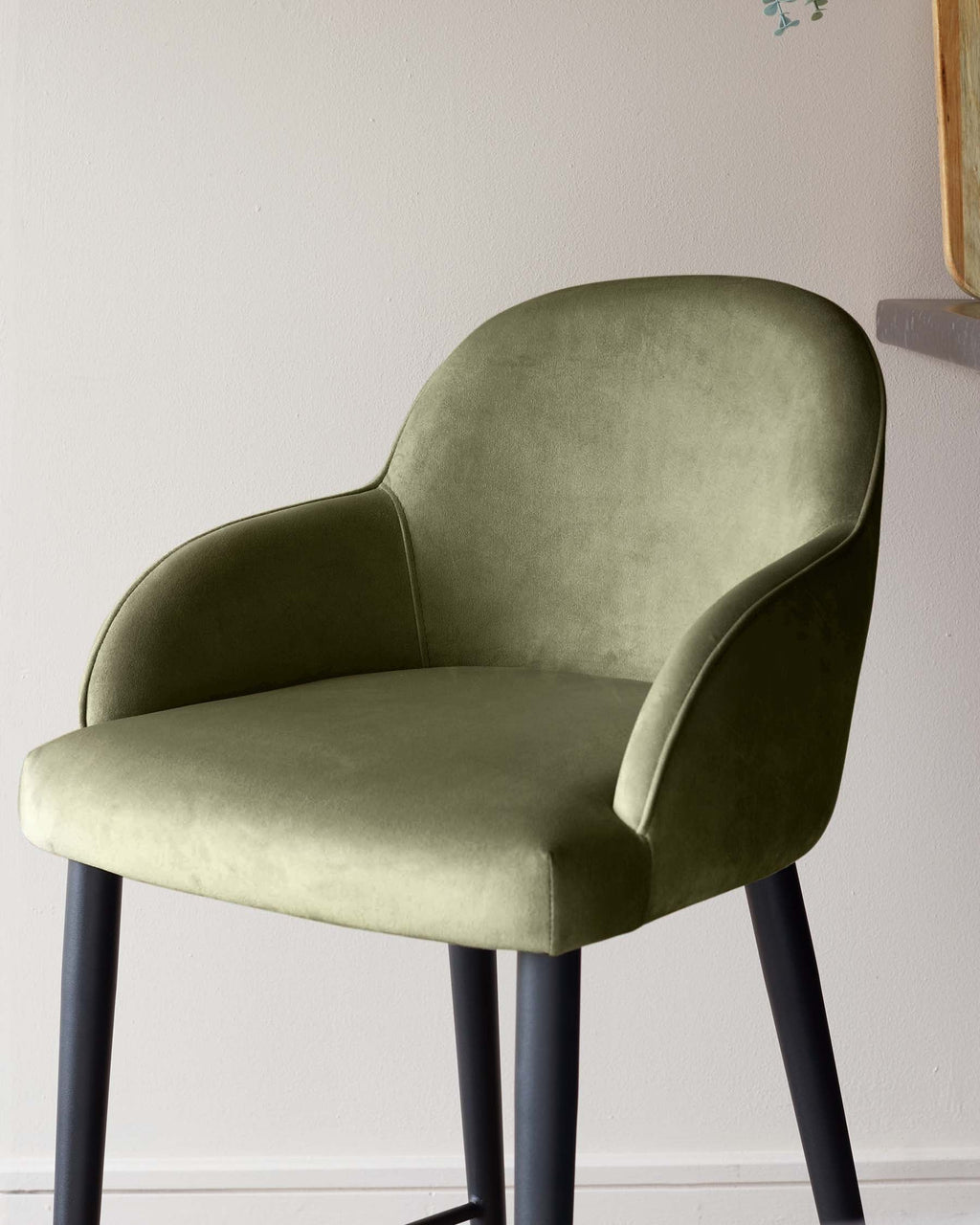 Tabouret de bar Lani en velours vert olive