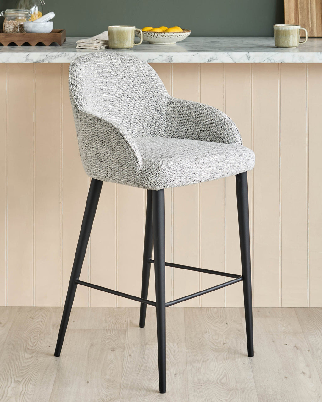 Tabouret de bar Lani en tissu gris