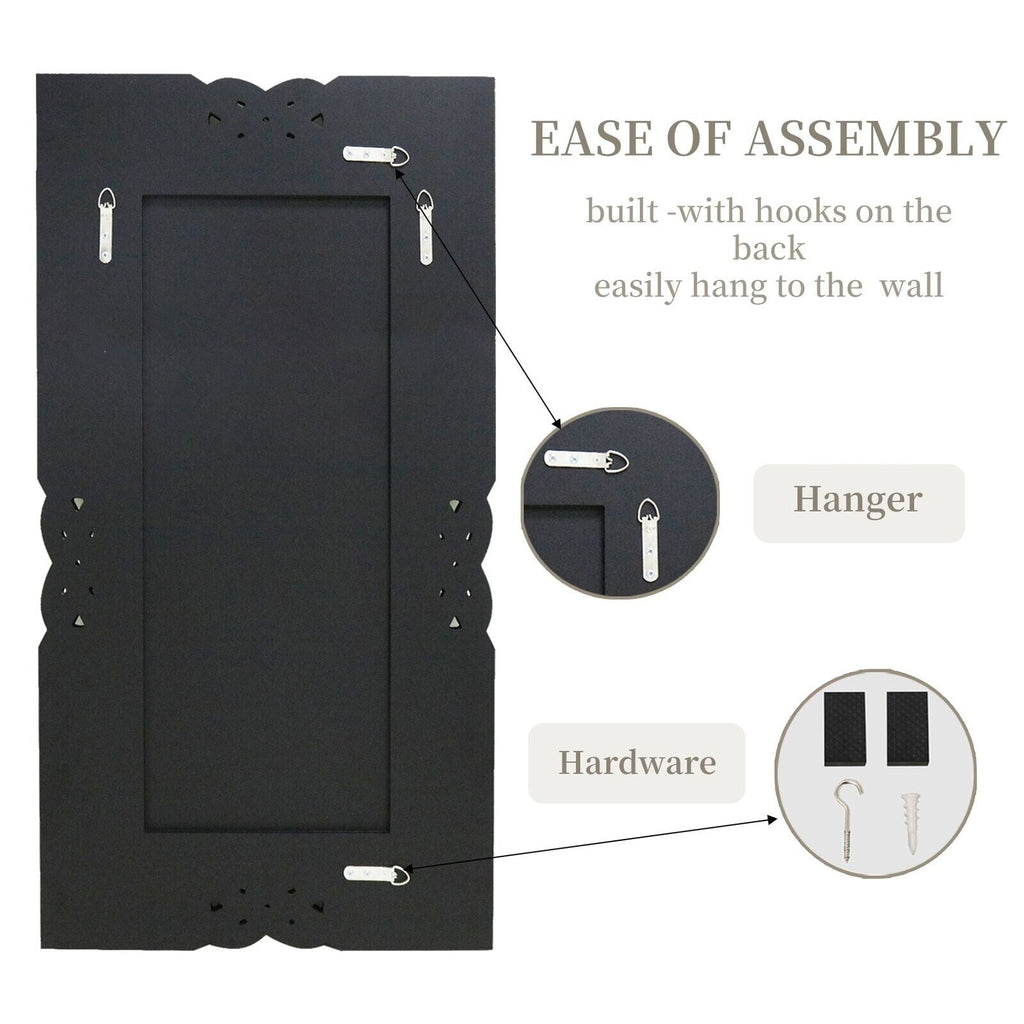 Grand miroir mural emboîtable avec perles de cristal rectangulaires