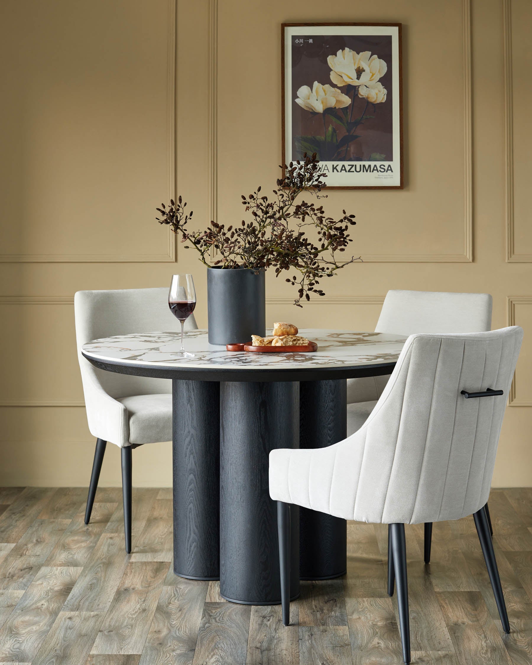 Chaise de salle à manger Juliana en tissu gris naturel