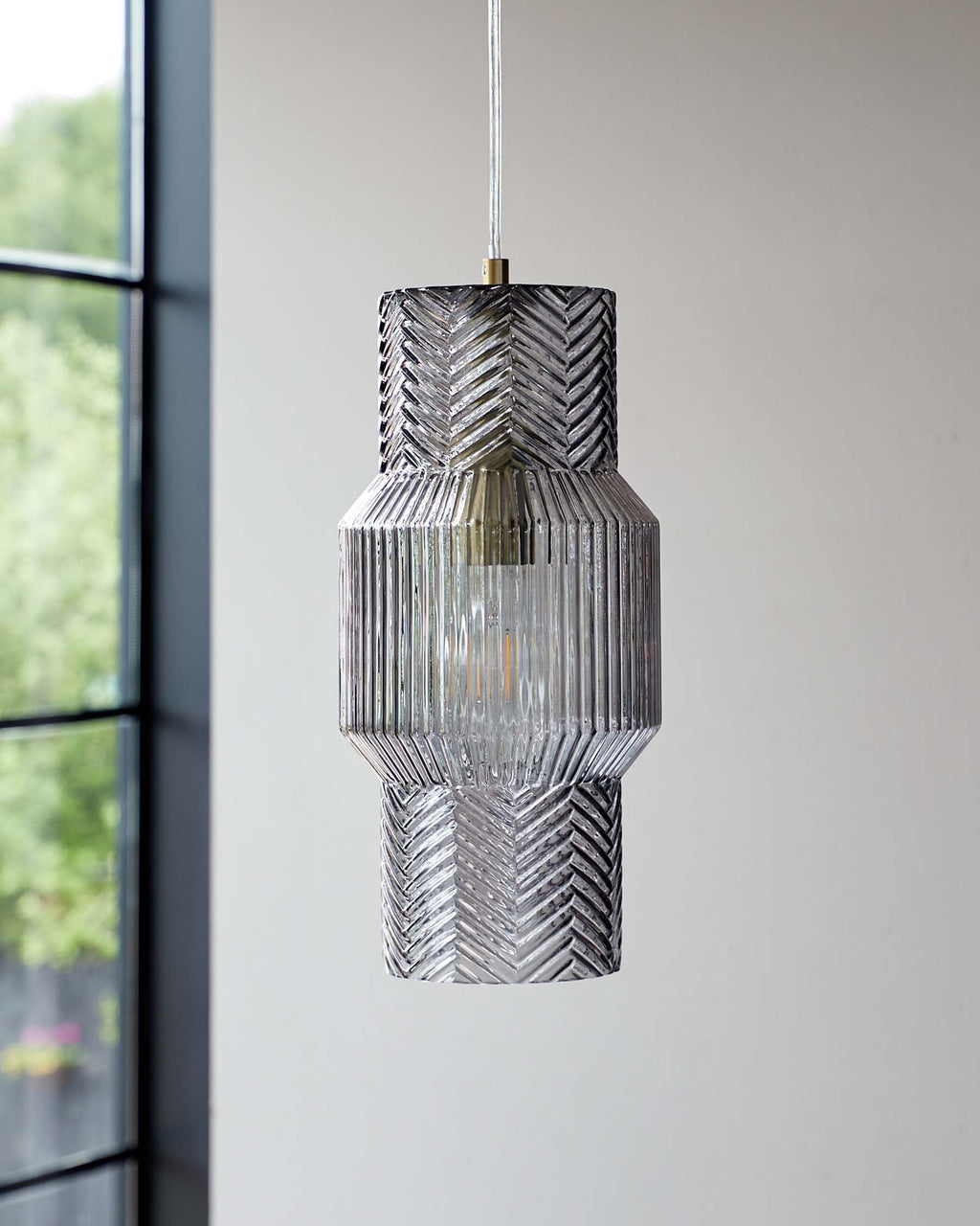 Suspension simple en verre gris Leo