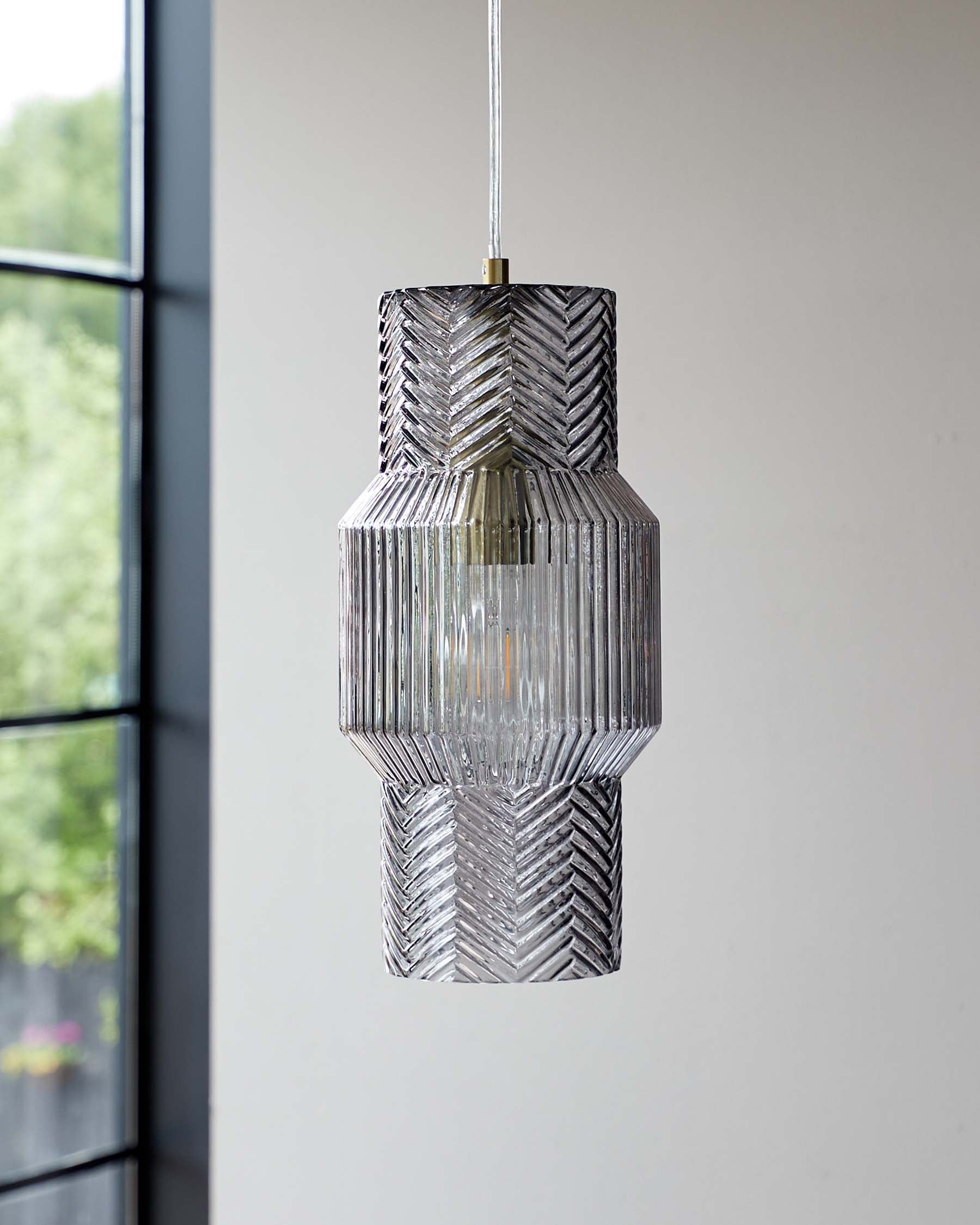 Suspension simple en verre gris Leo
