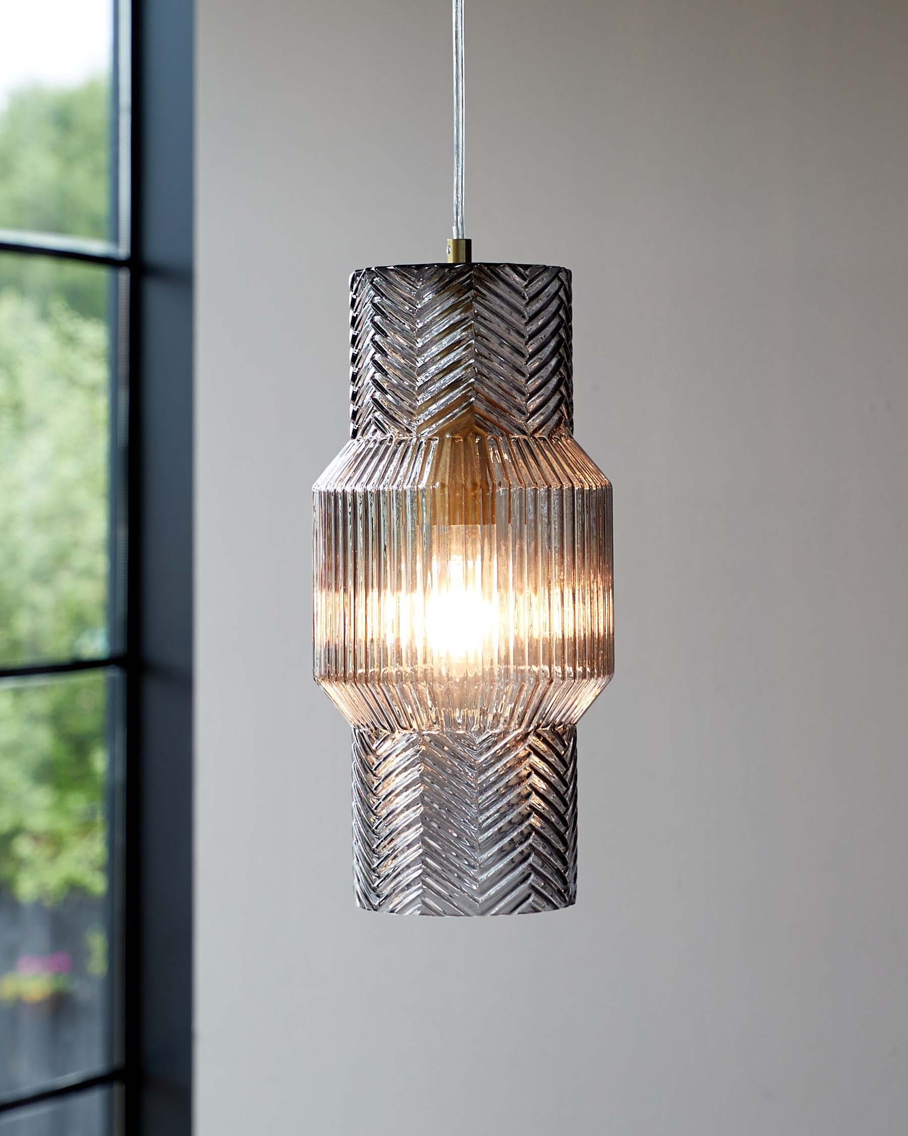 Suspension simple en verre gris Leo
