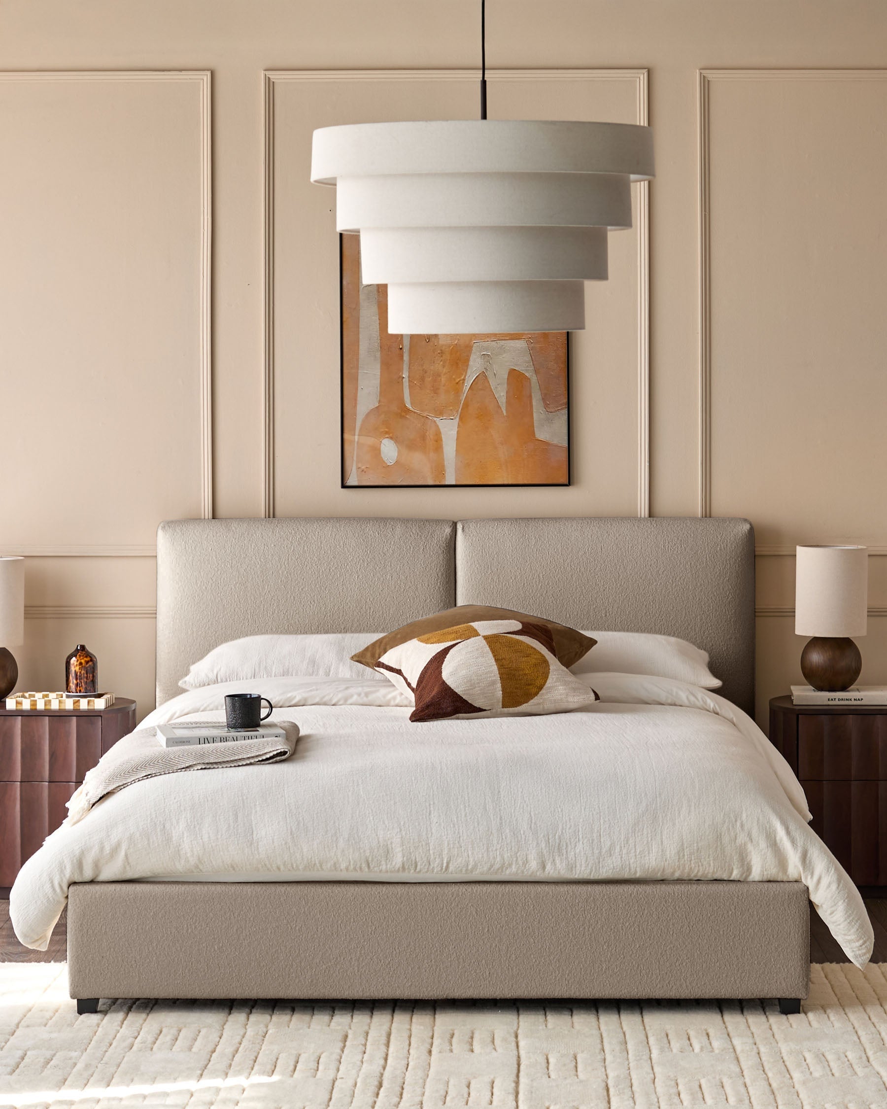 Lit coffre double Leona Natural Soft Boucle