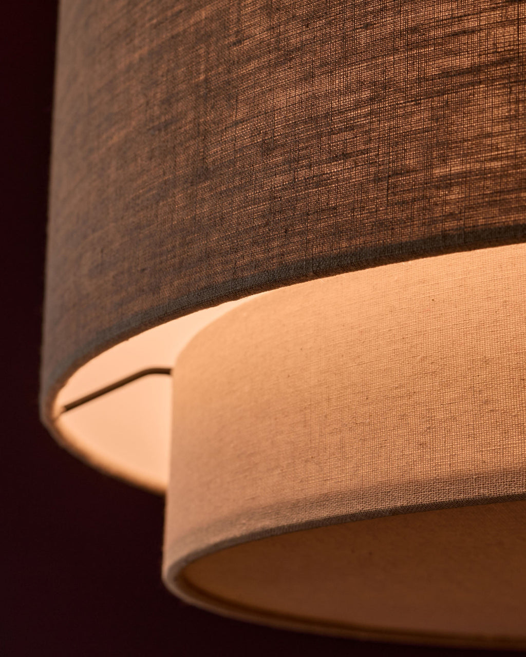 Pendentif rond grand modèle Leonie en lin naturel et moka