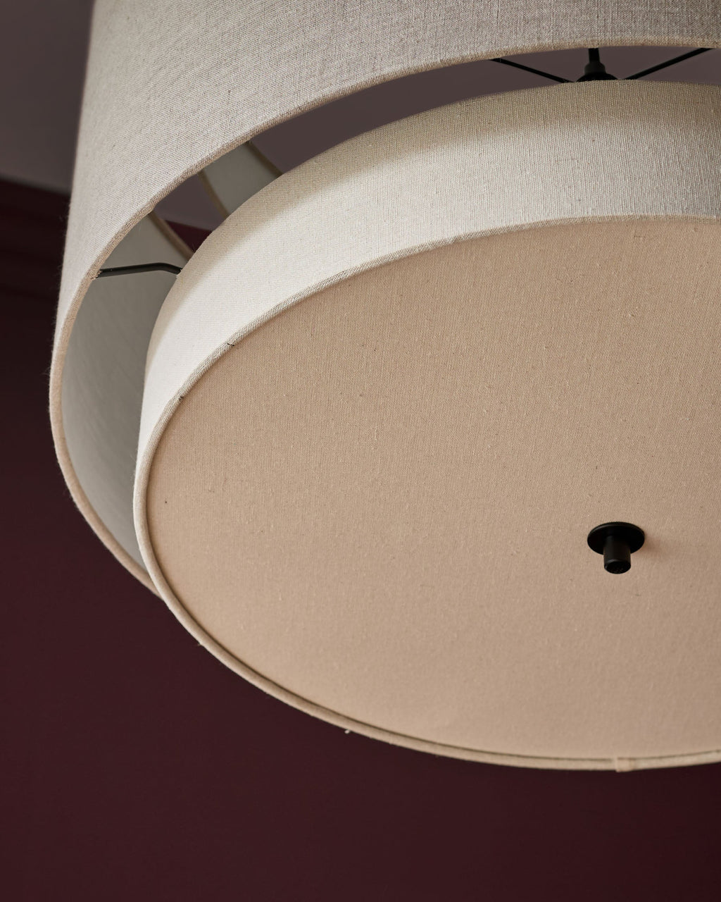 Pendentif rond grand modèle Leonie en lin naturel et moka