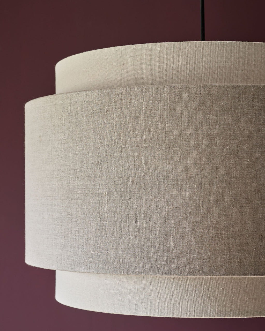 Pendentif rond grand modèle Leonie en lin naturel et moka