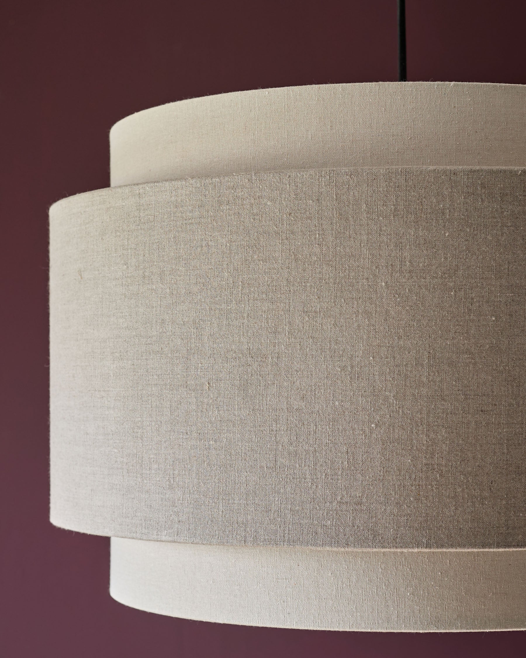 Pendentif rond grand modèle Leonie en lin naturel et moka