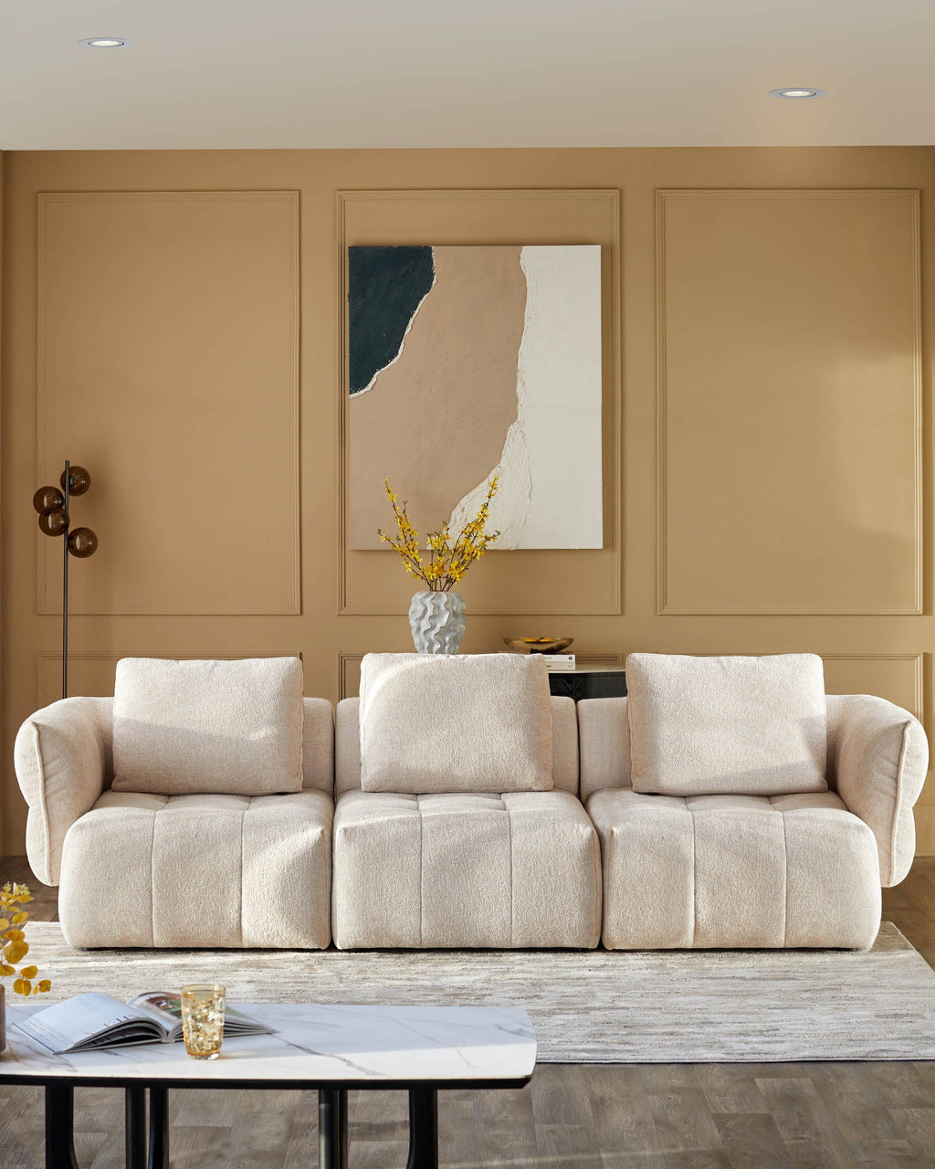 Canapé 3 places Lillian en tissu naturel