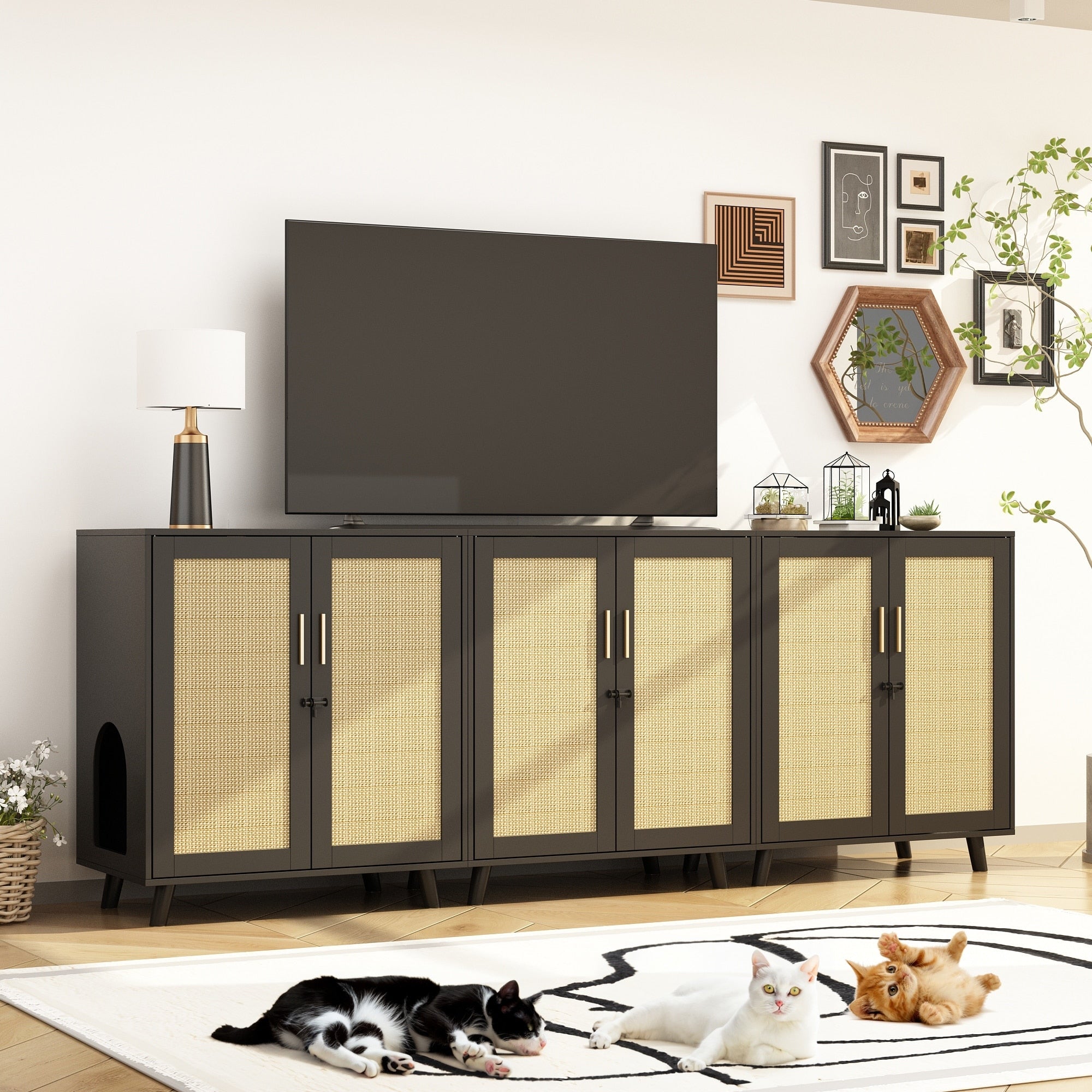 Enceinte de bac à litière pour chat Meubles Table d'appoint Canapé Table