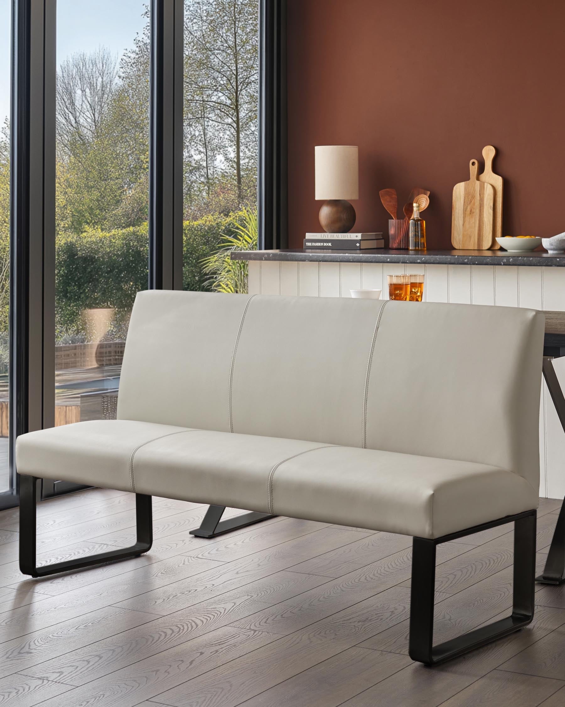 Banc de salle à manger 3 places Loop gris clair avec dossier