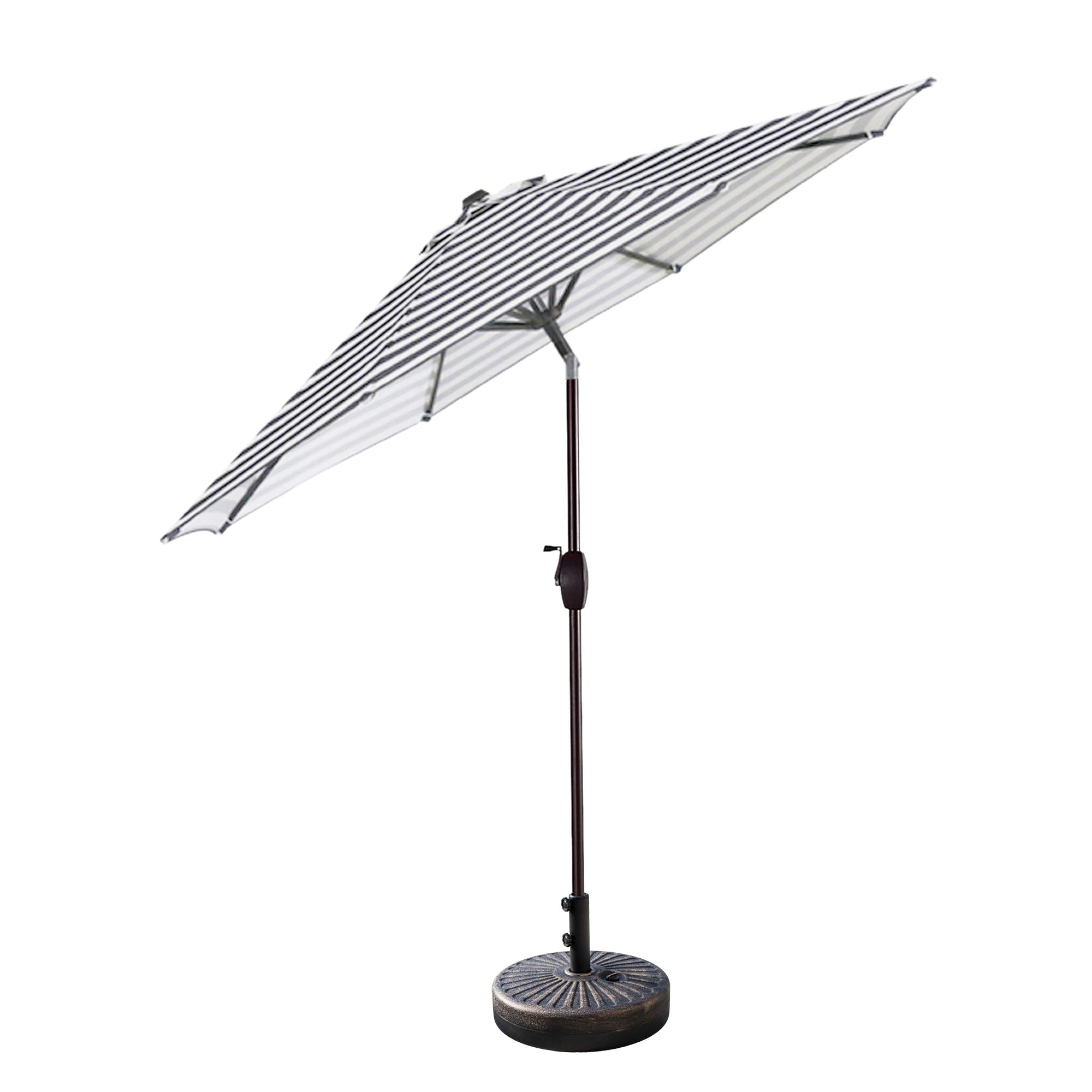 Parasol de patio Lopes de 9 pieds avec base en finition bronze et support de poids inclus