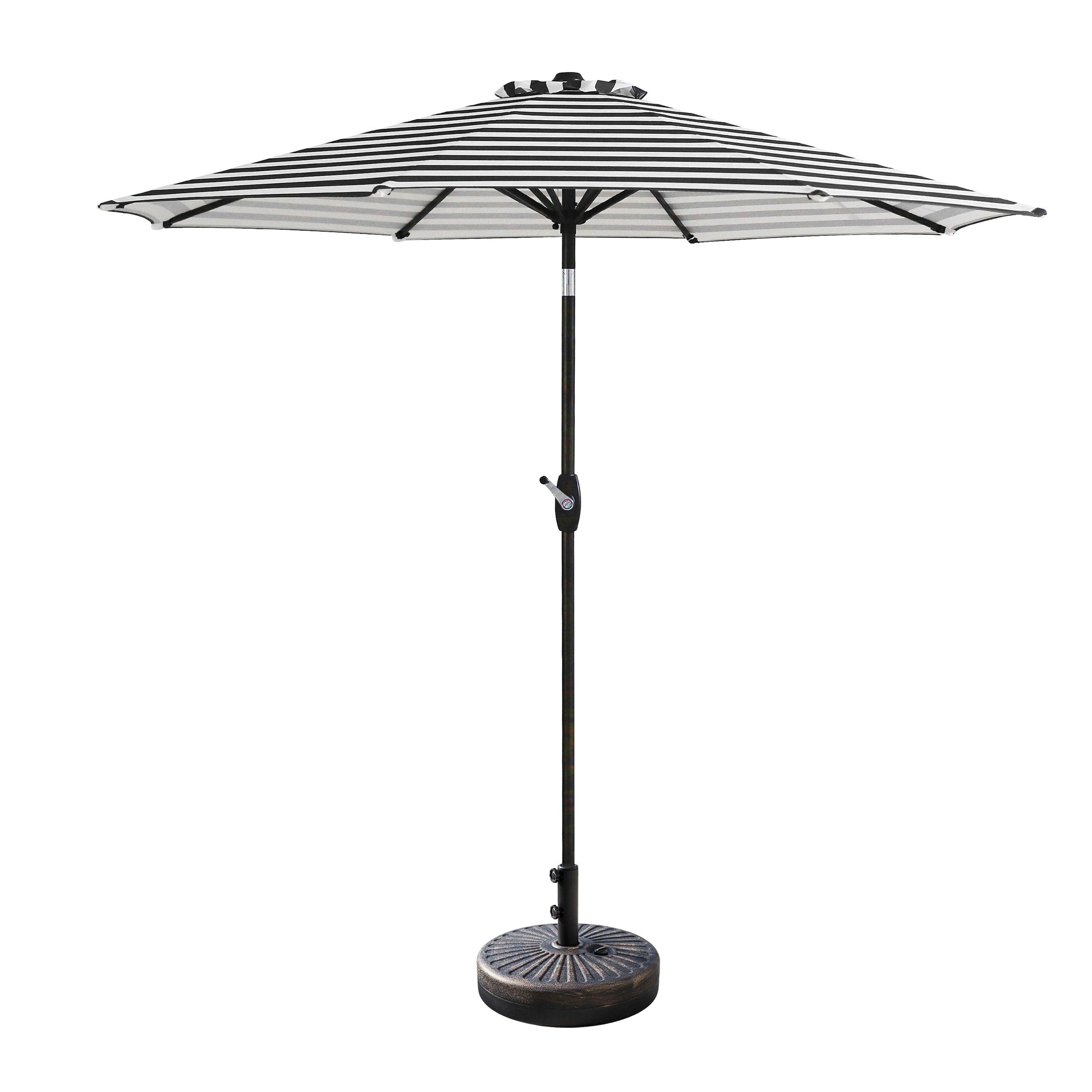 Parasol de patio Lopes de 9 pieds avec base en finition bronze et support de poids inclus