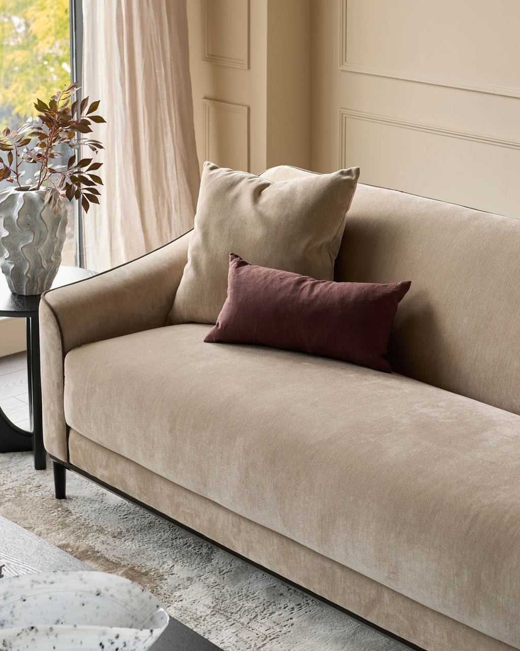 Canapé 3 places Julep en tissu champagne