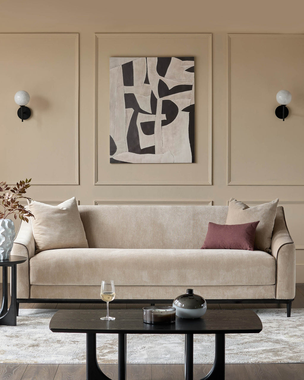 Canapé 3 places Julep en tissu champagne