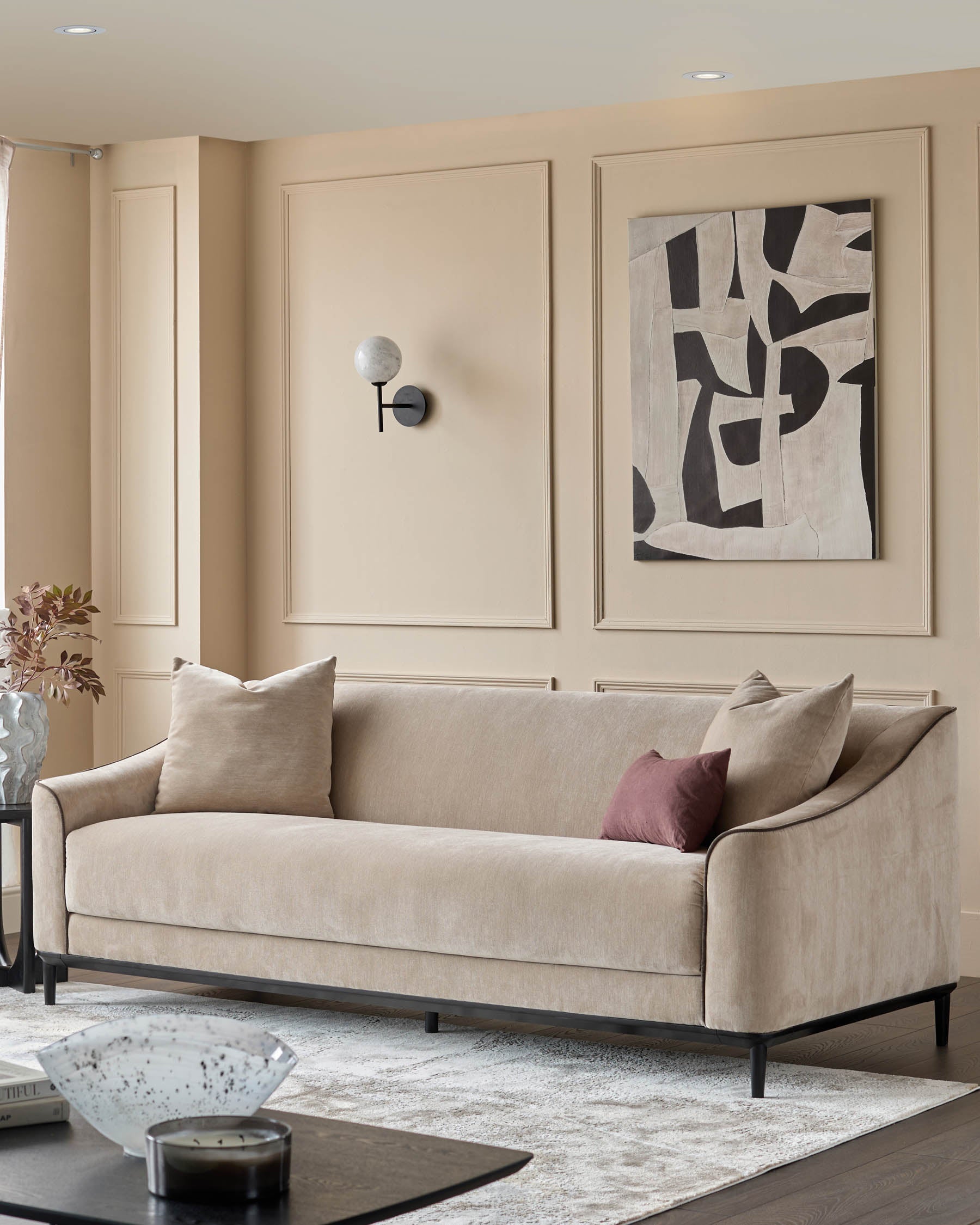 Canapé 3 places Julep en tissu champagne