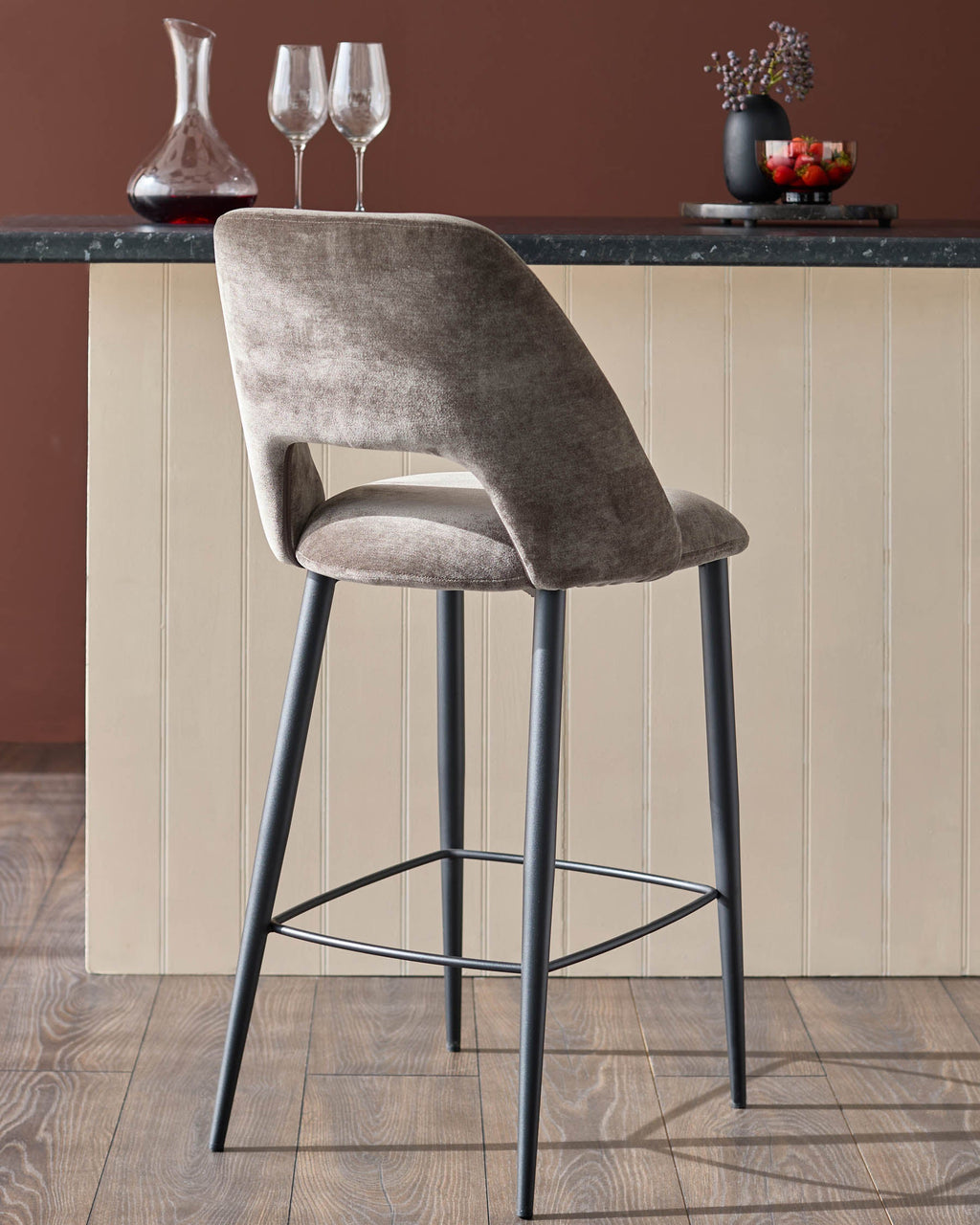 Tabouret de bar Lottie en tissu moka