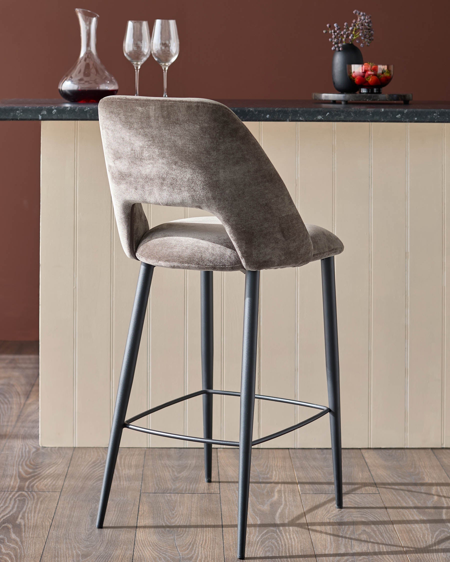 Tabouret de bar Lottie en tissu moka