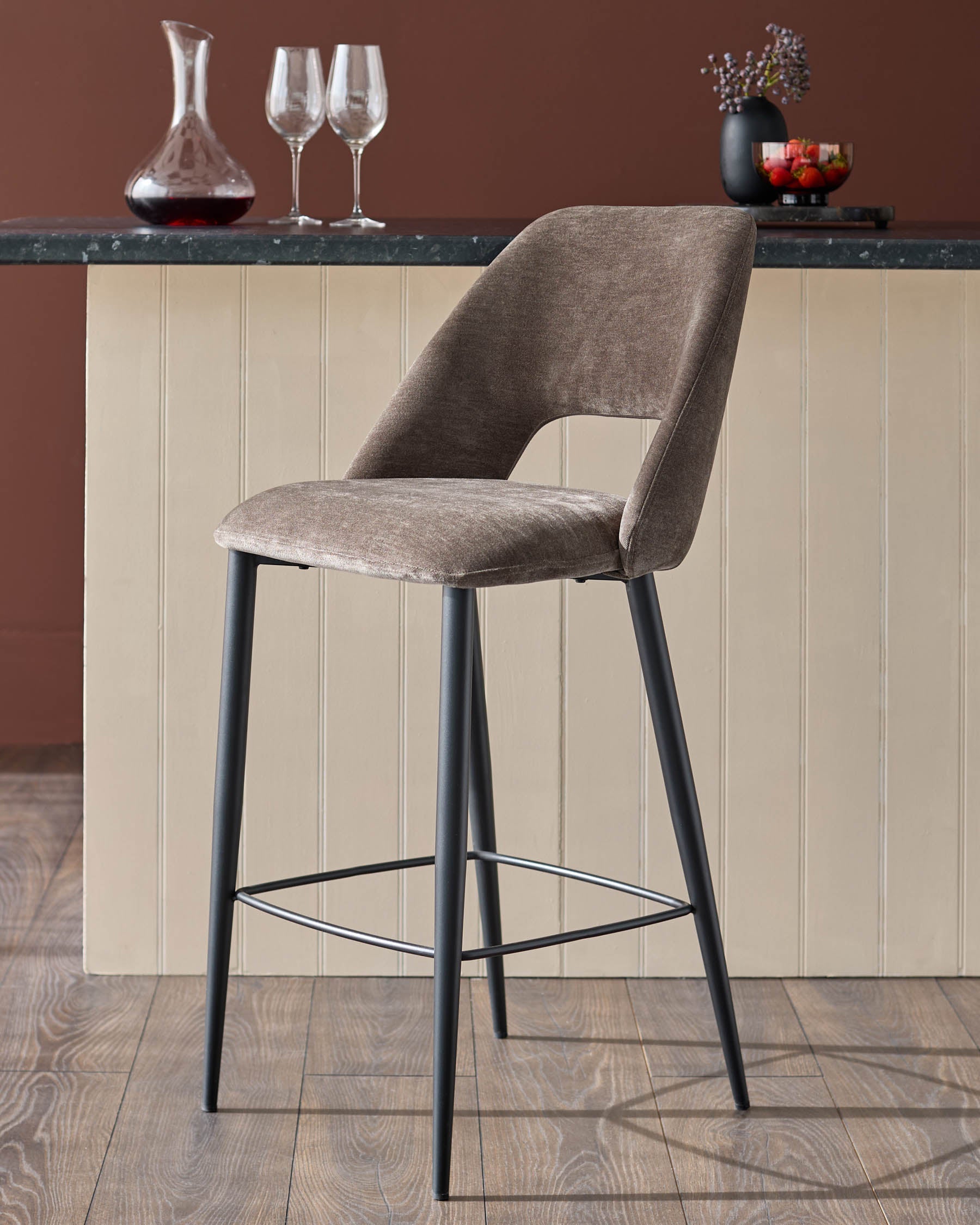 Tabouret de bar Lottie en tissu moka