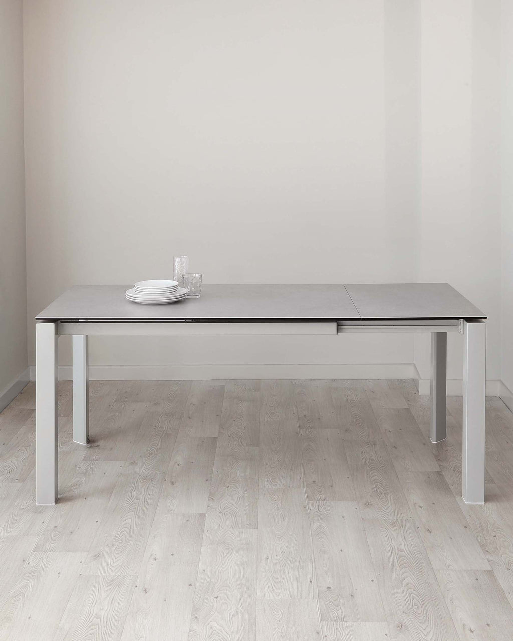 Table de salle à manger extensible Louis en céramique gris clair, 6 à 8 places