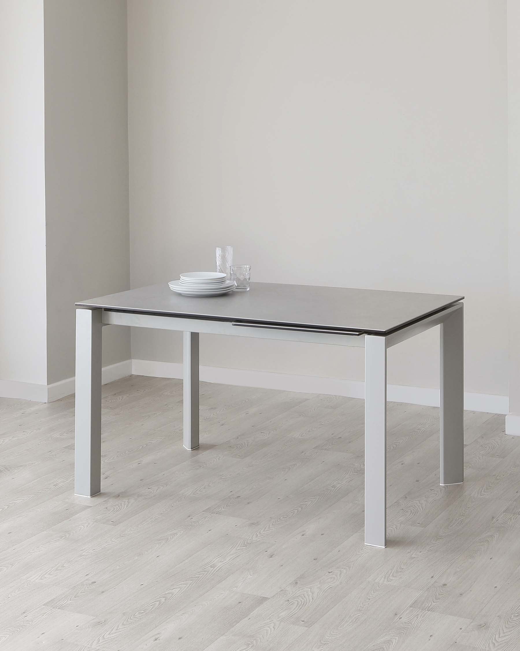 Table de salle à manger extensible Louis en céramique gris clair, 6 à 8 places