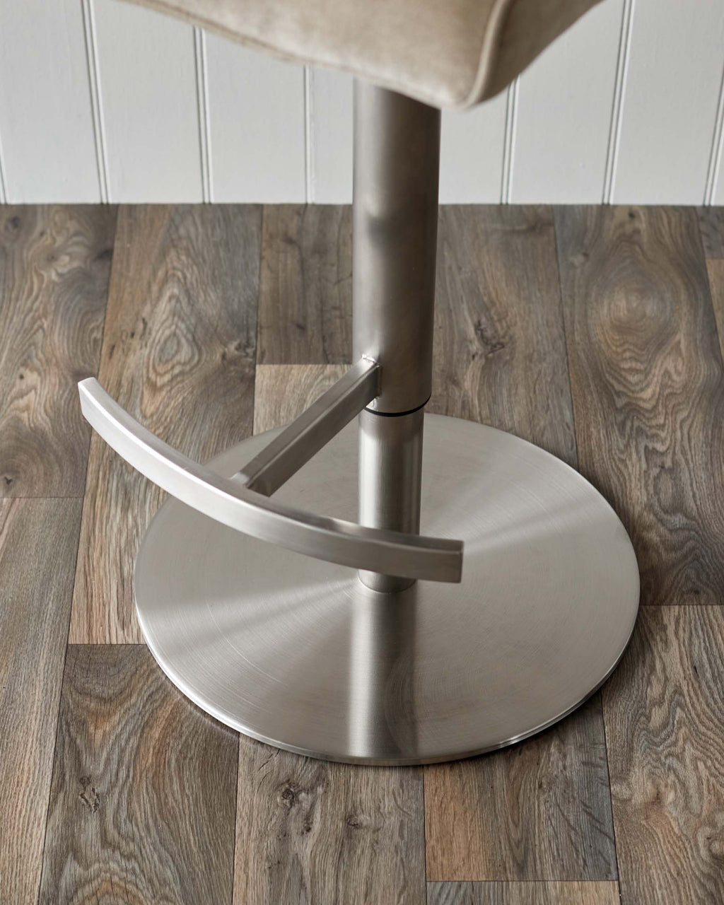 Tabouret de bar Ludo en tissu champagne avec vérin à gaz