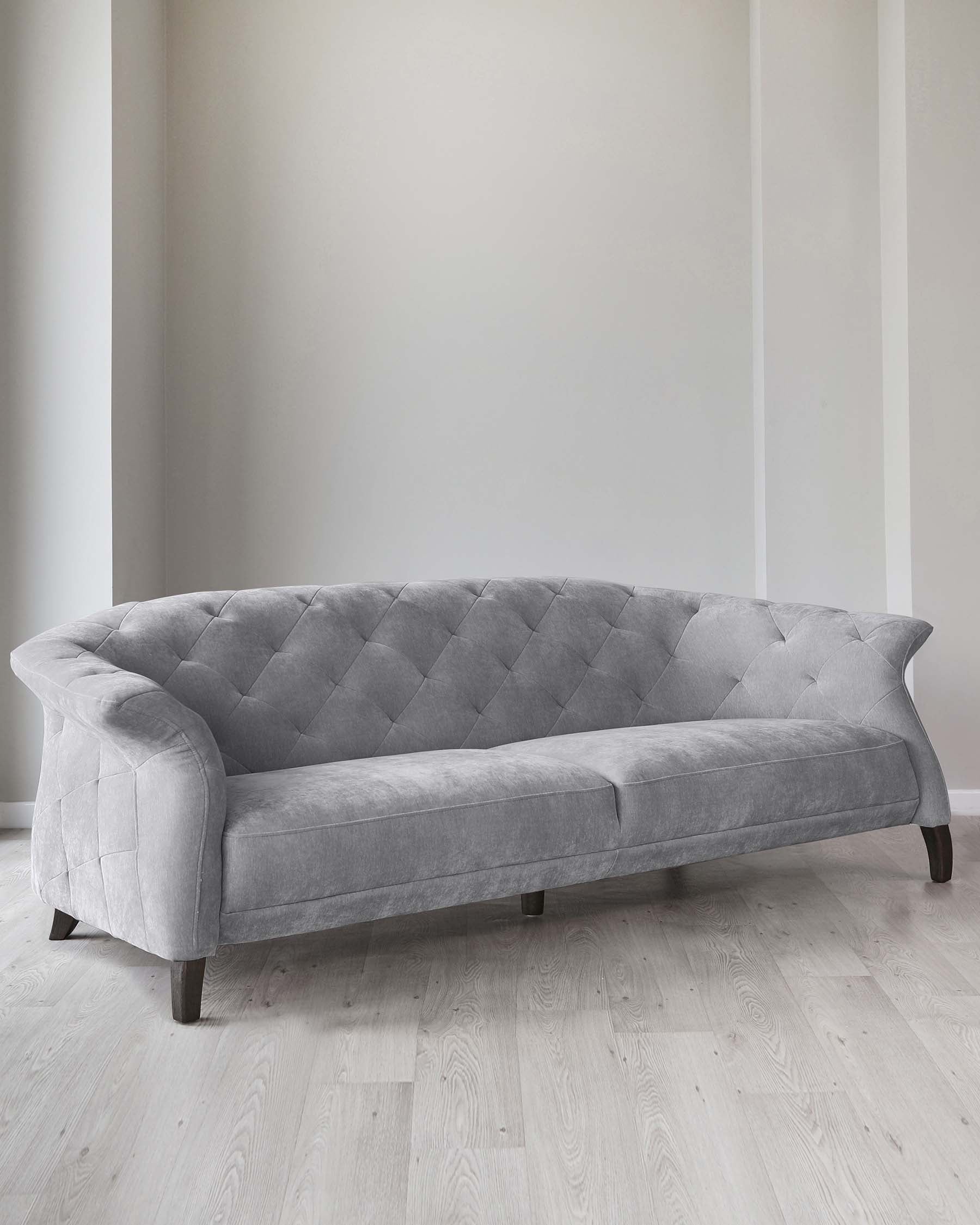Canapé Chesterfield 3 places moderne et luxueux en tissu gris moyen