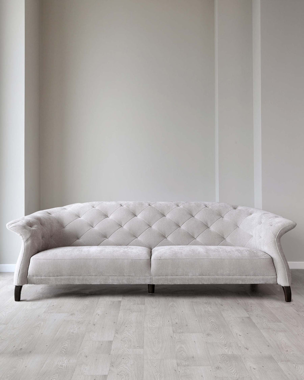 Canapé Chesterfield 3 places Luxe en tissu gris clair