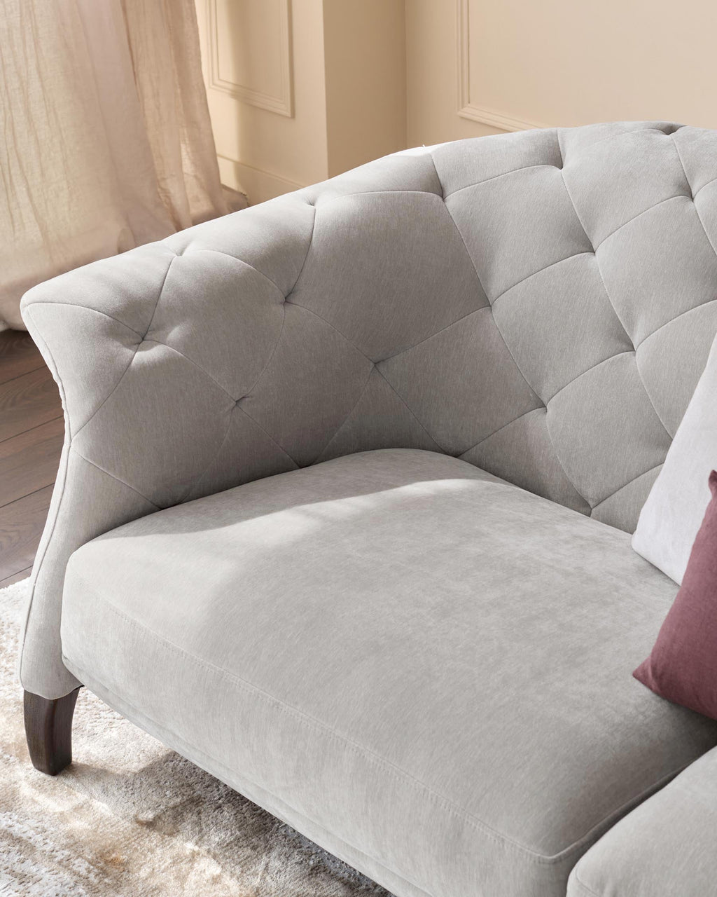 Canapé 2 places Luxe en tissu gris clair