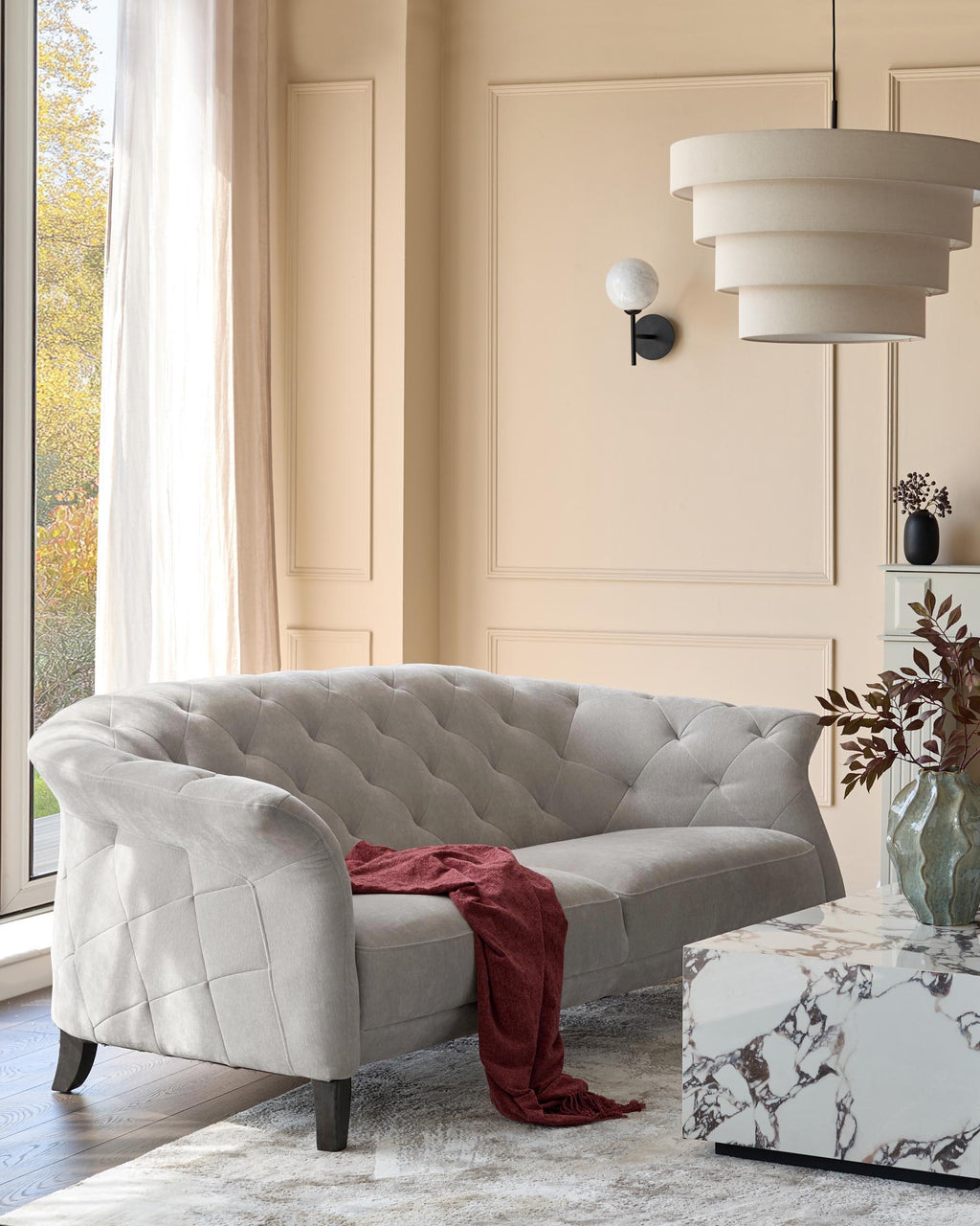 Canapé 2 places Luxe en tissu gris clair