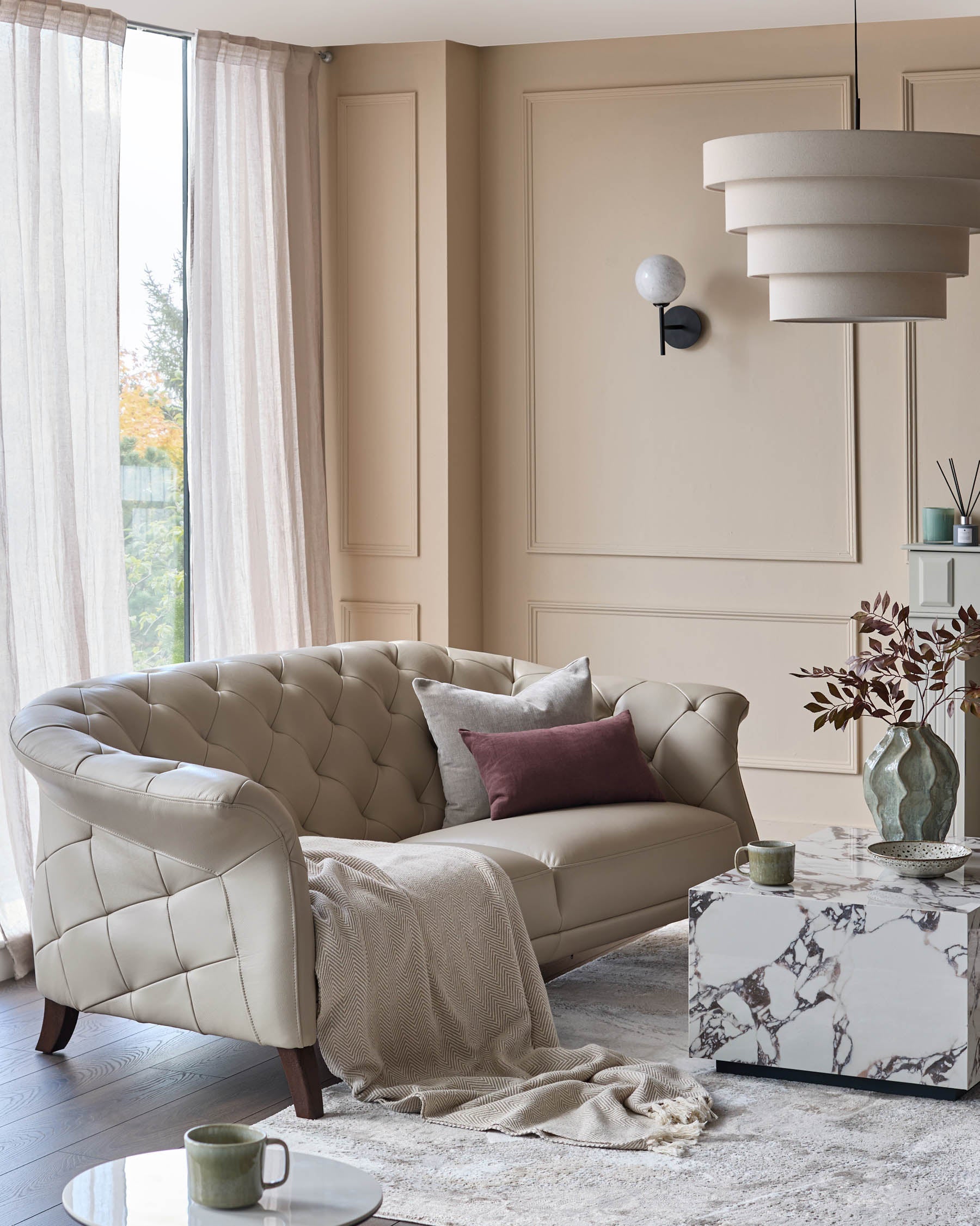 Canapé 2 places en cuir naturel de luxe