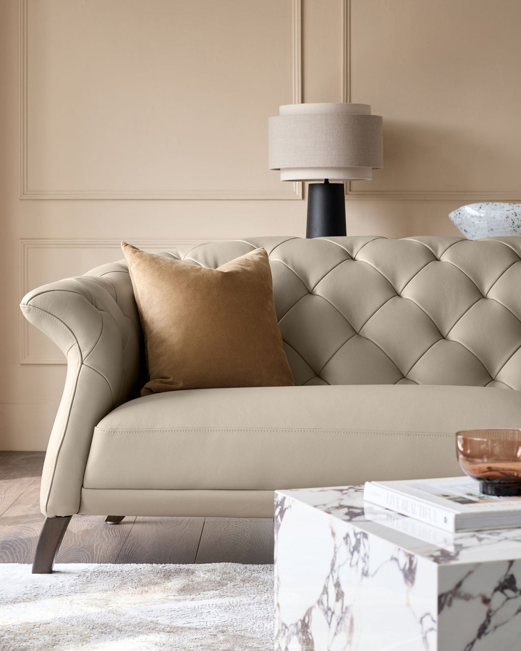 Canapé 3 places en cuir naturel de luxe