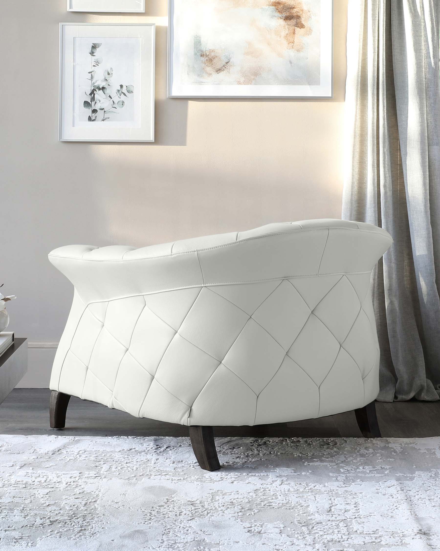 Fauteuil de luxe moderne en cuir blanc et pieds en bois foncé