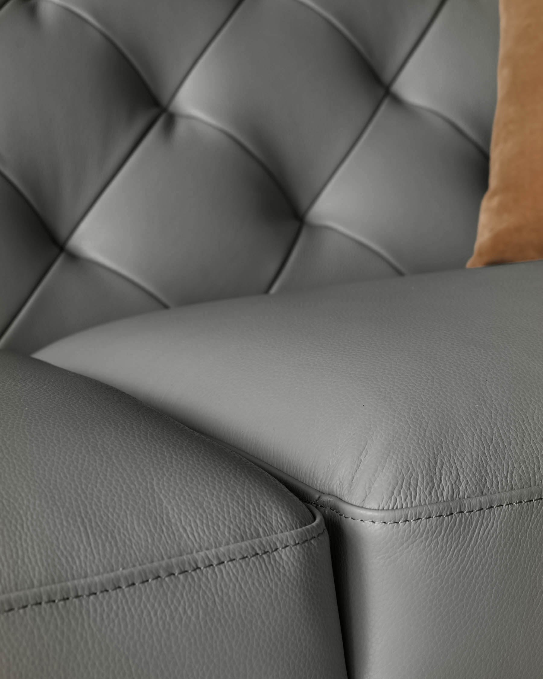 Canapé 2 places en cuir gris foncé de luxe